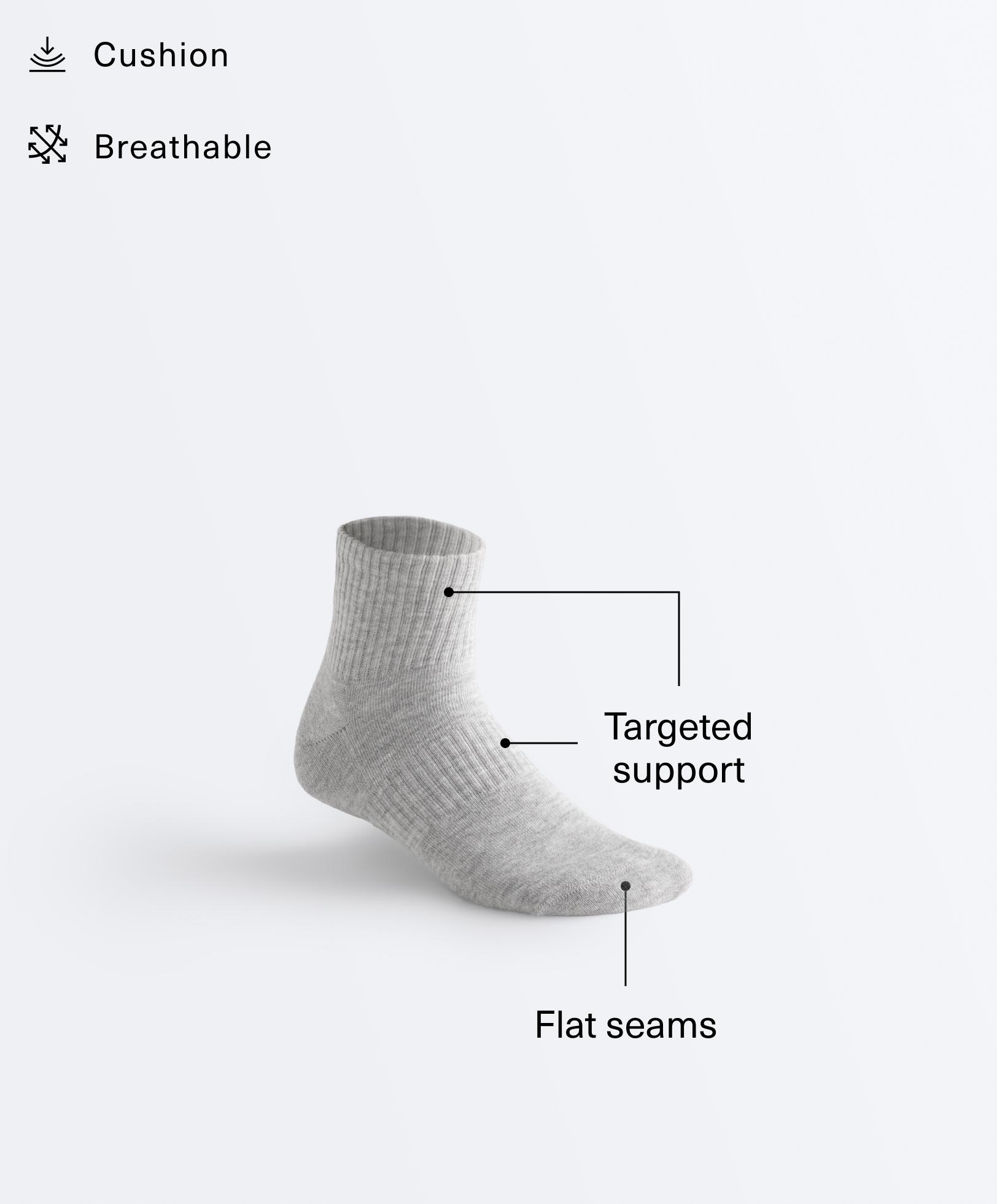 3 pairs of cotton blend quarter sports socks — PALE GREY MELANGE