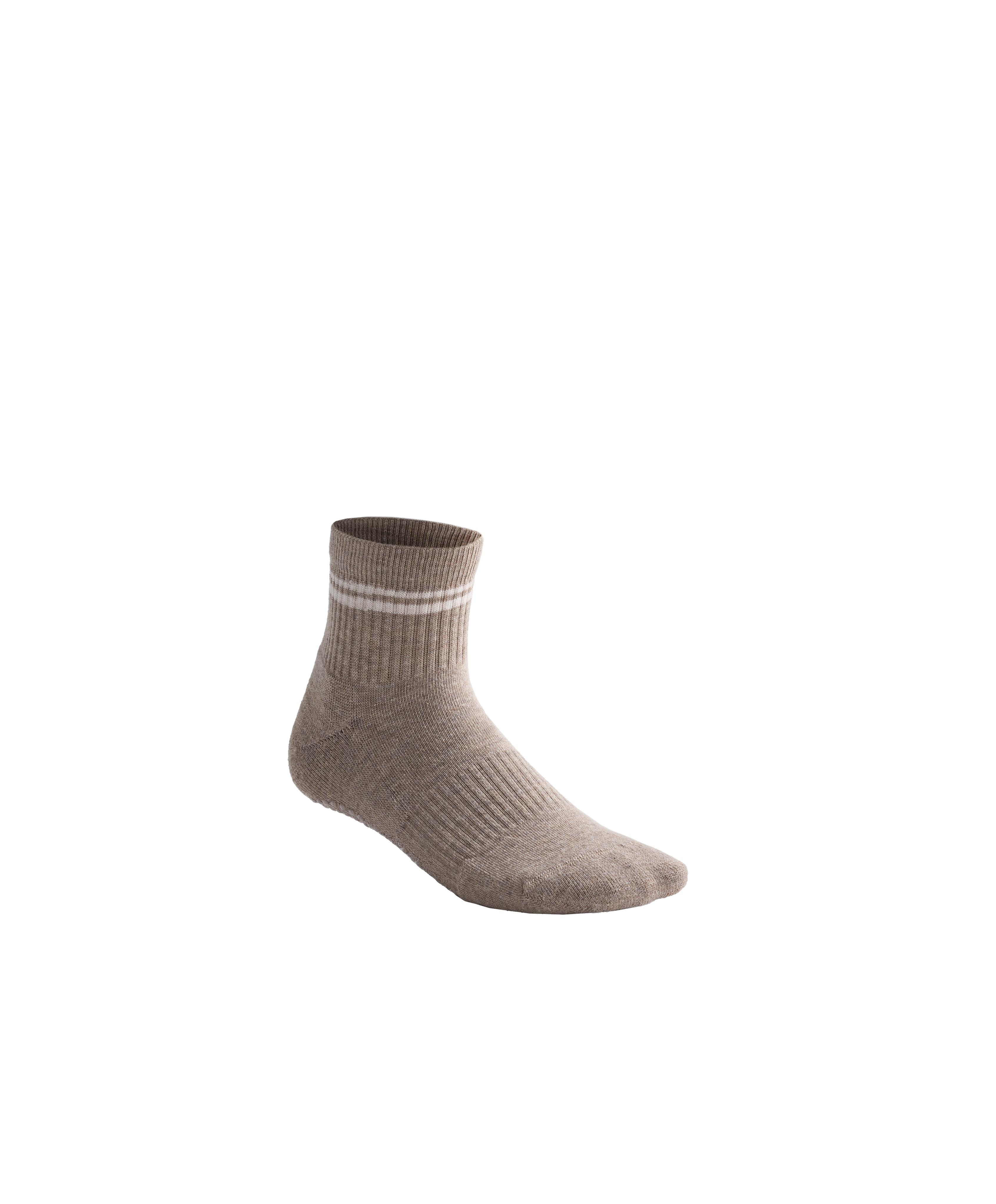 2 pairs of cotton padded quarter yoga and Pilates socks — TAN MELANGE