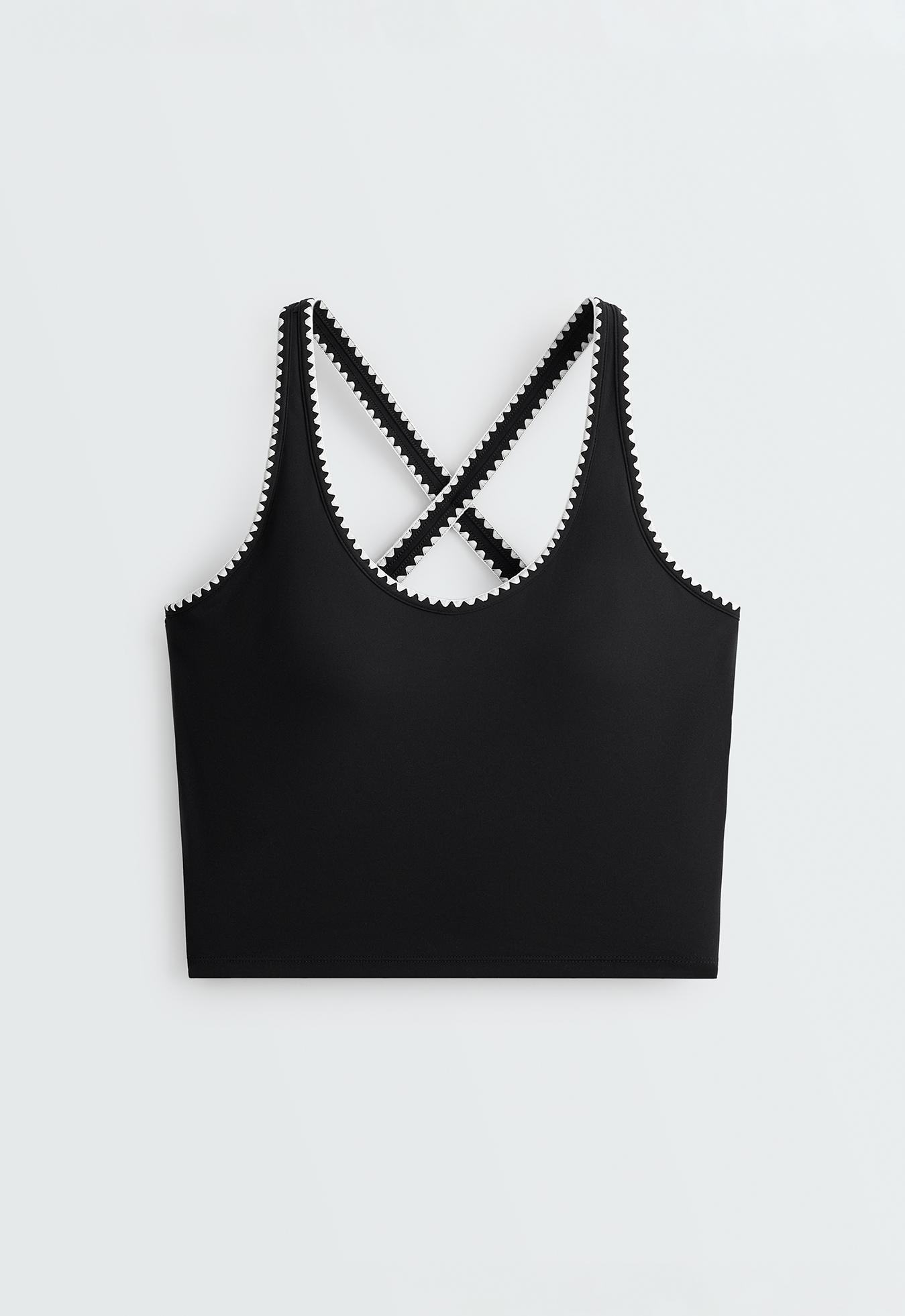 Comfortlux contrast stitch tank top — BLACK