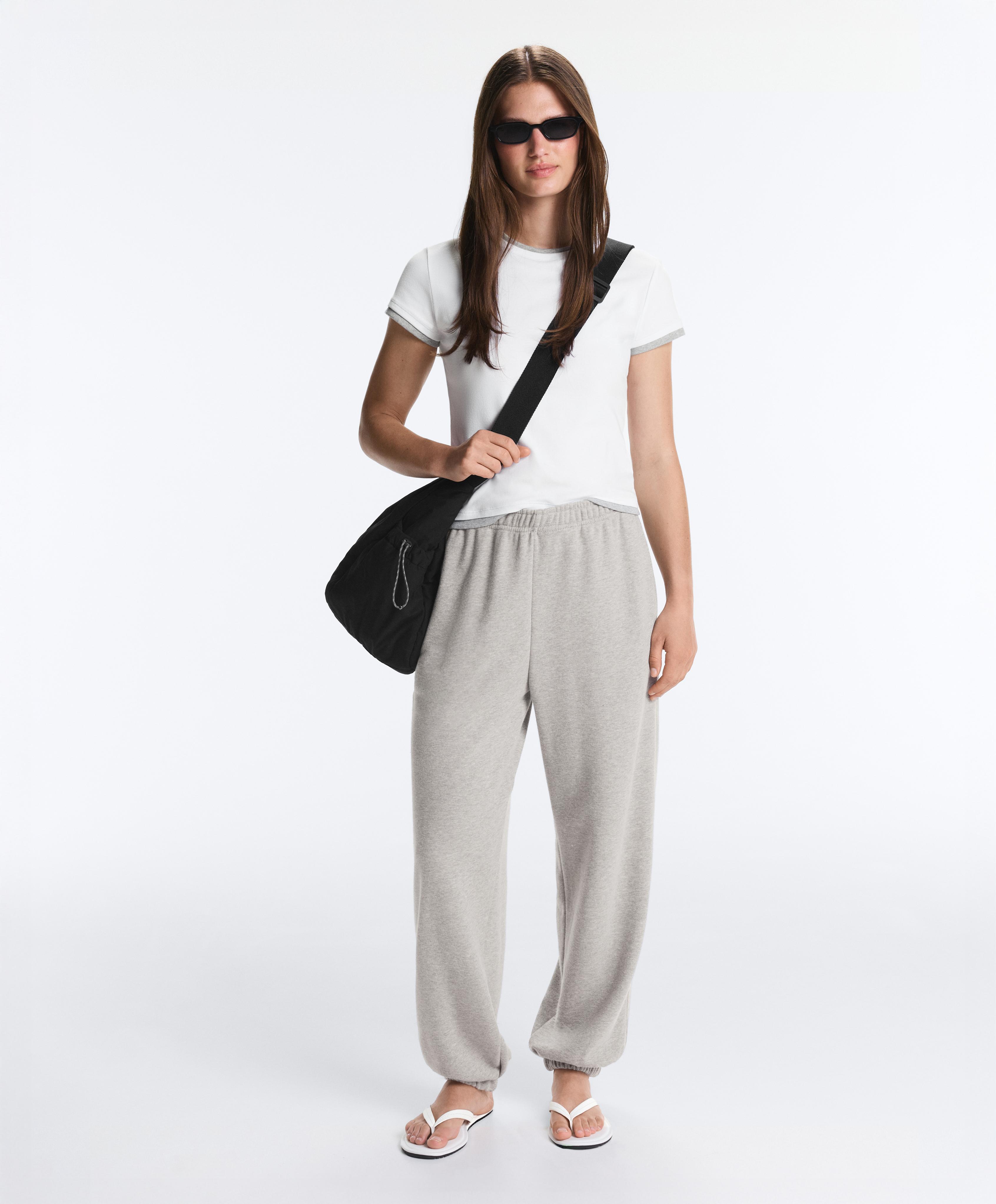 Marl fleece joggers — MID-GREY MELANGE