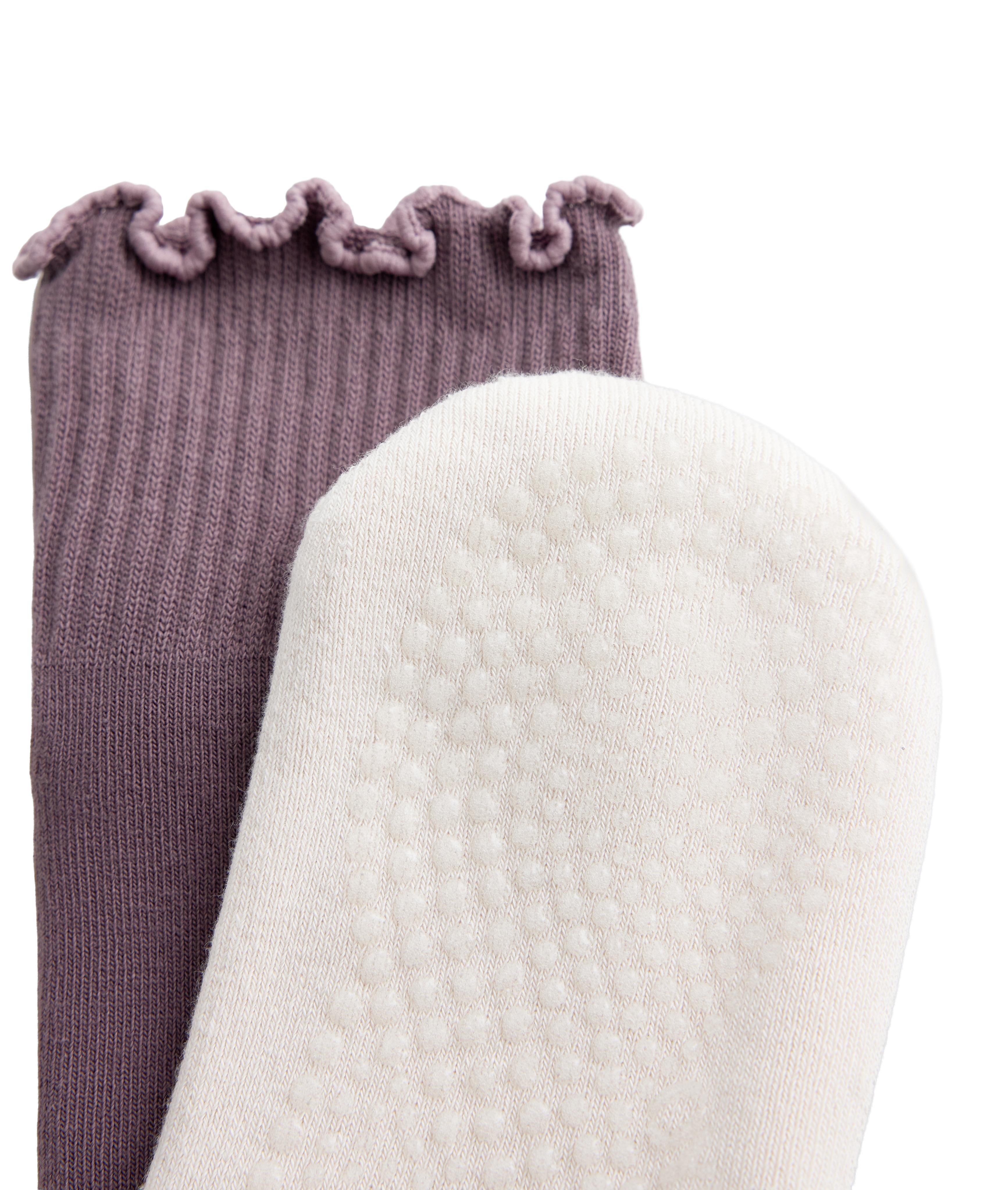 2 pairs of cotton blend quarter yoga and Pilates socks — GREY-PURPLE