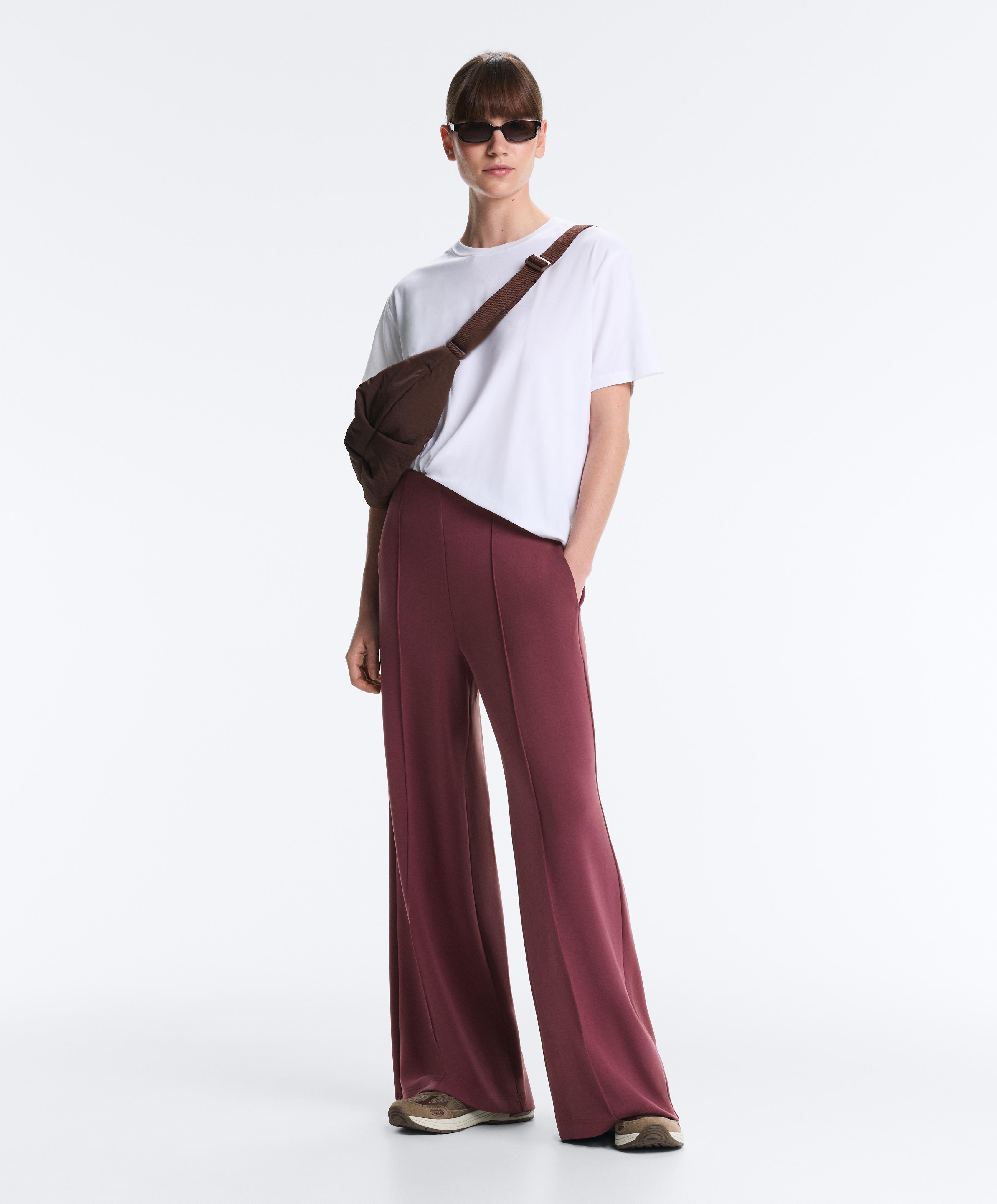 Straight-leg trousers with modal and crease — CHERRY