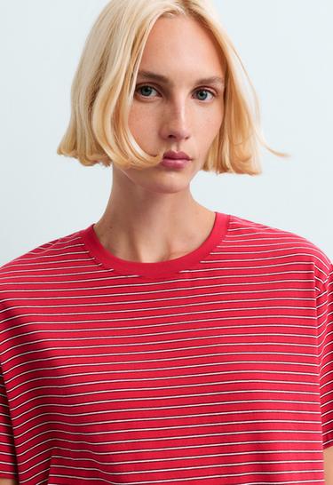 Striped regular short-sleeved T-shirt — RED 3