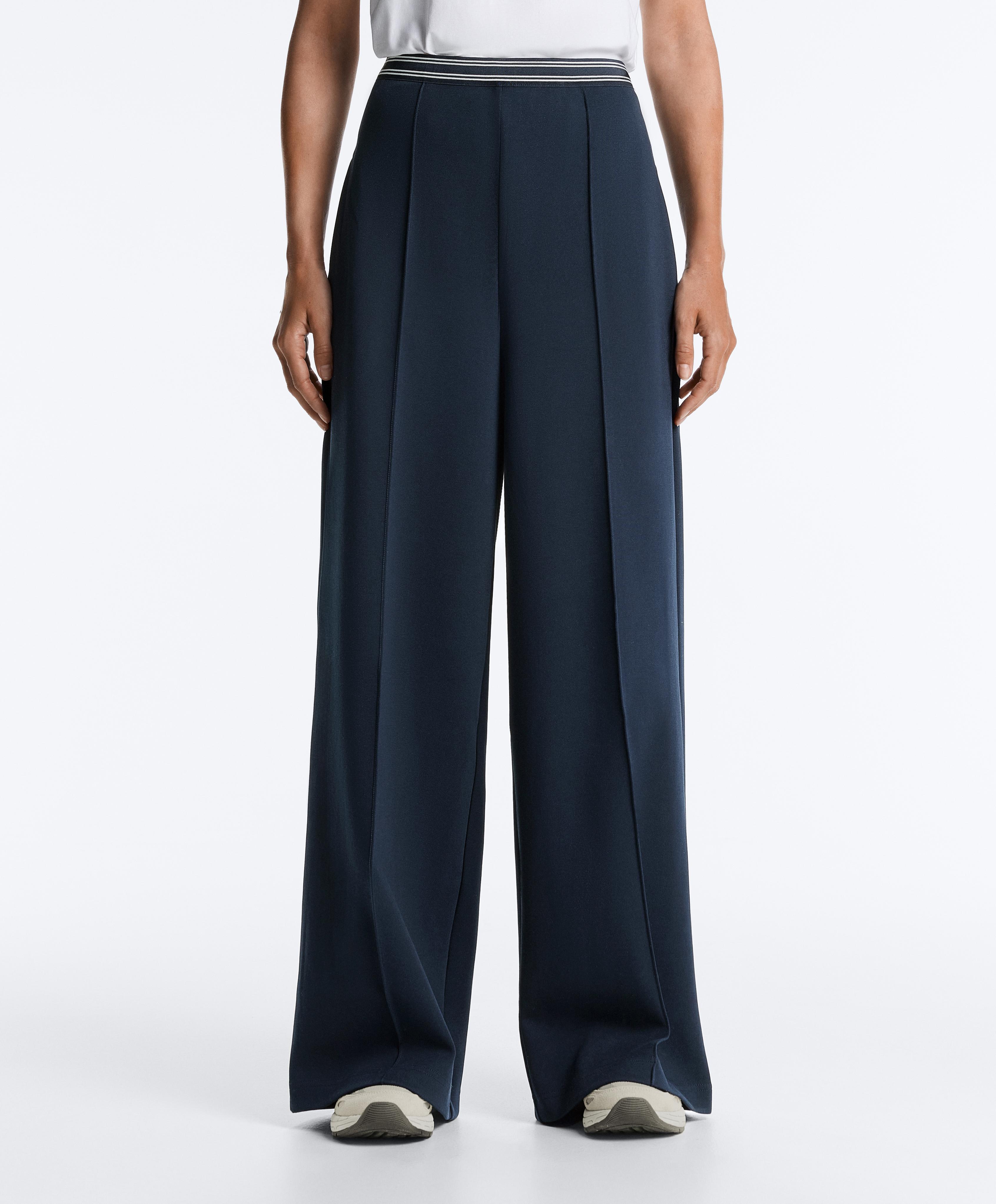 Straight-leg piqué trousers with cotton and contrast Piping Straight-leg piqué trousers with cotton and contrast Piping