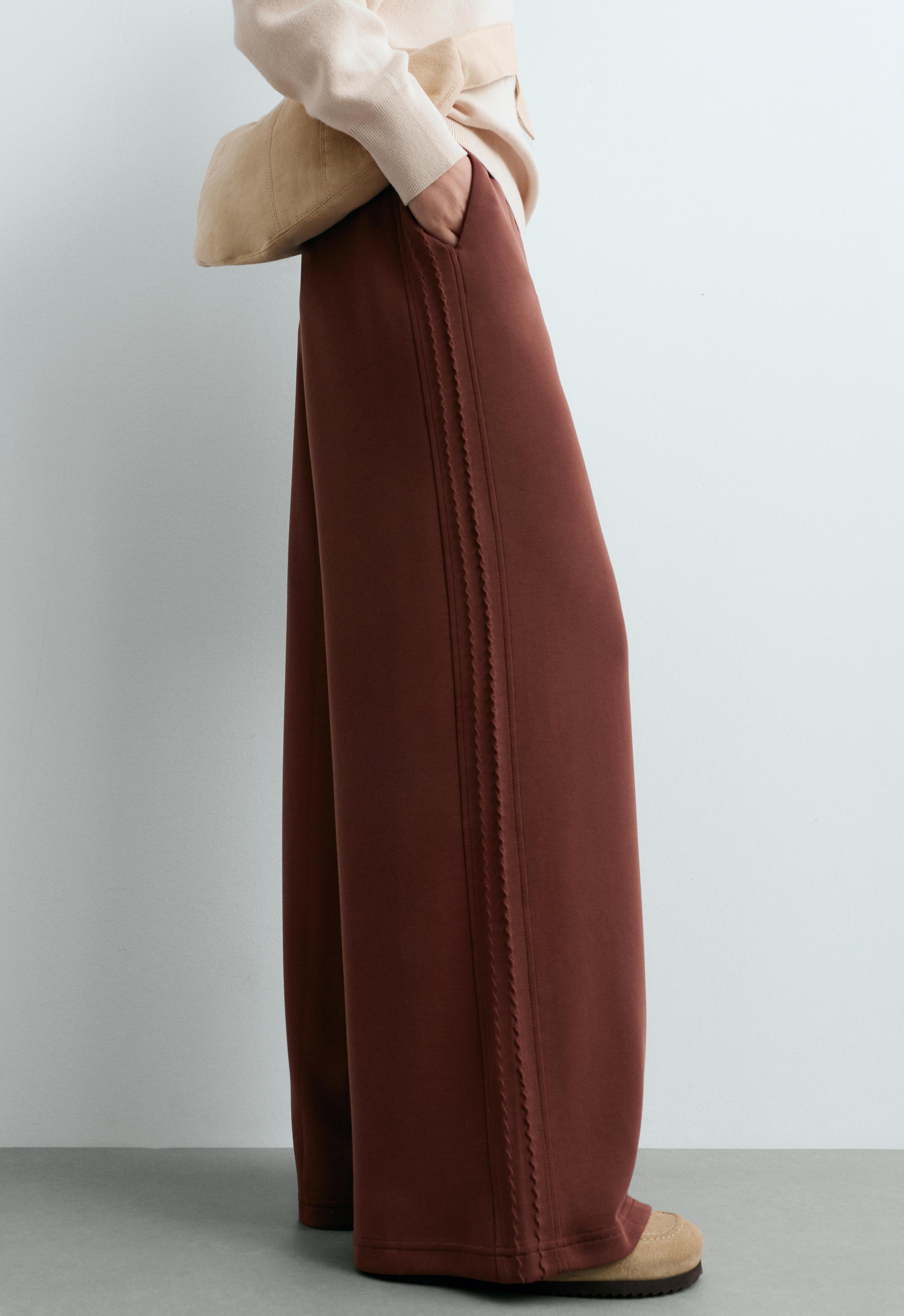 Straight-leg trousers with soft-touch modal — TERRACOTTA