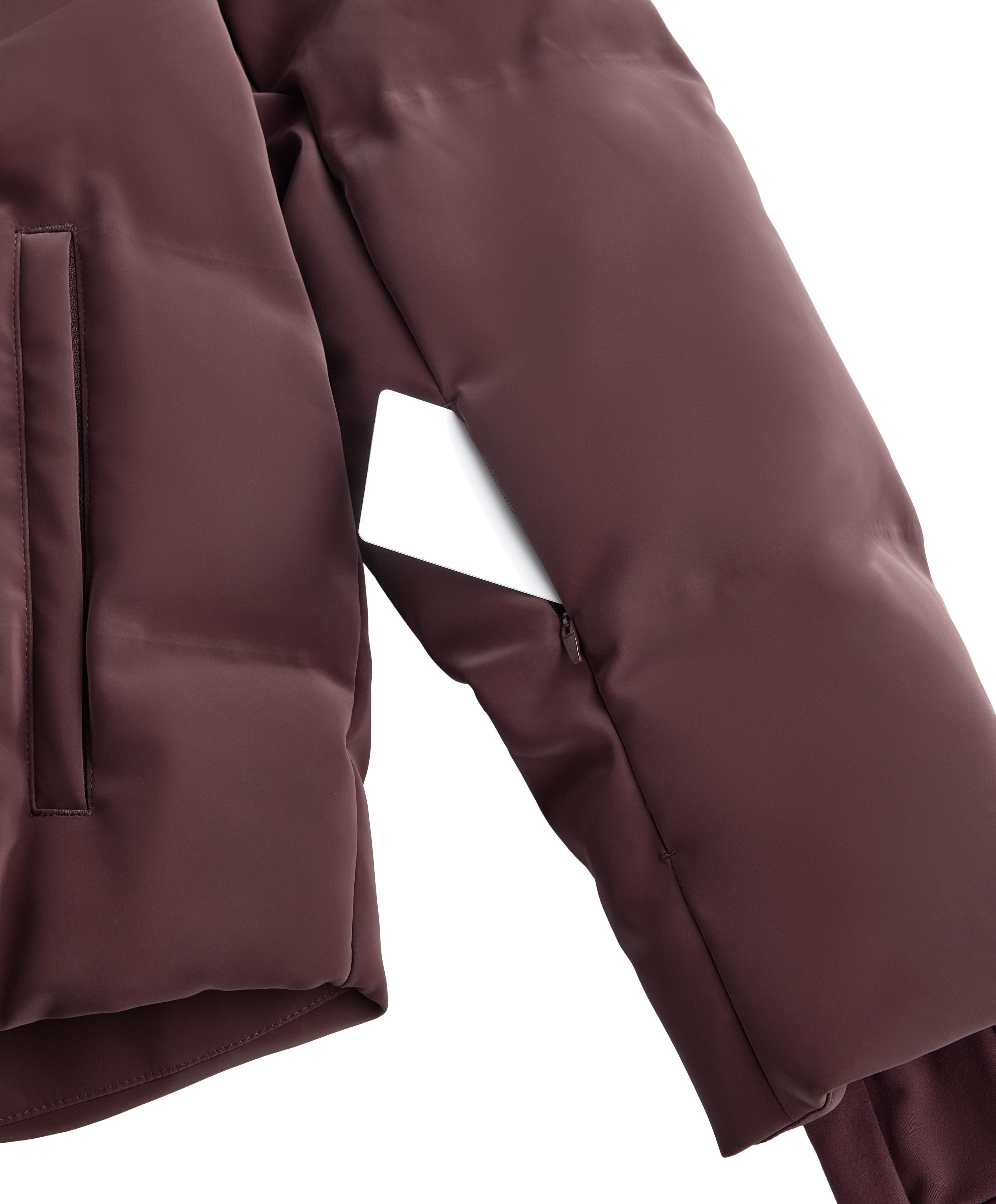 Satin padded jacket 80% down and 20% feather MINARDI PIUME SKI water-resistant — DARK WINE RED