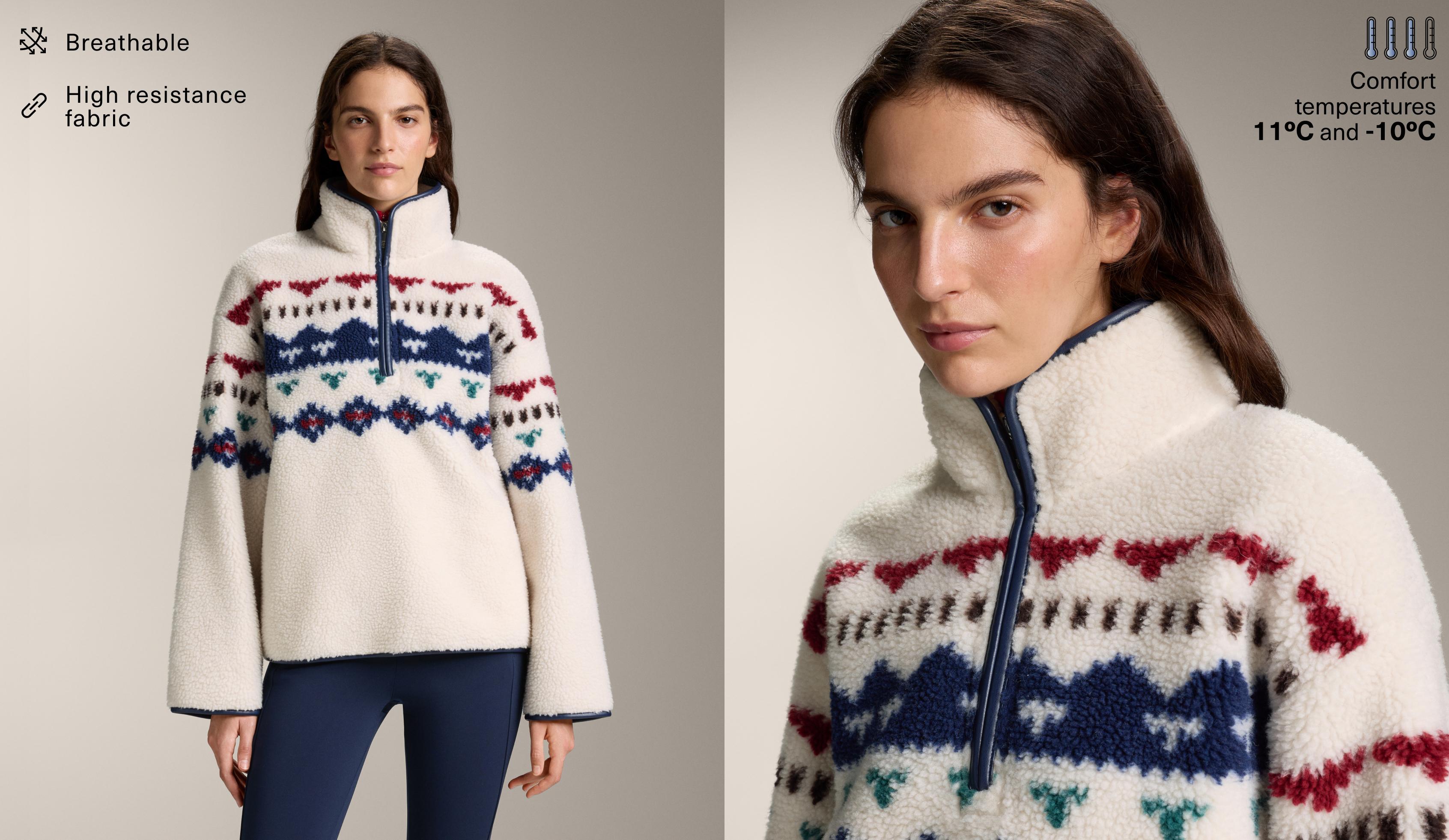 Faux-shearling sweatshirt with geometric detail - Sale Faux-shearling sweatshirt with geometric detail - Sale