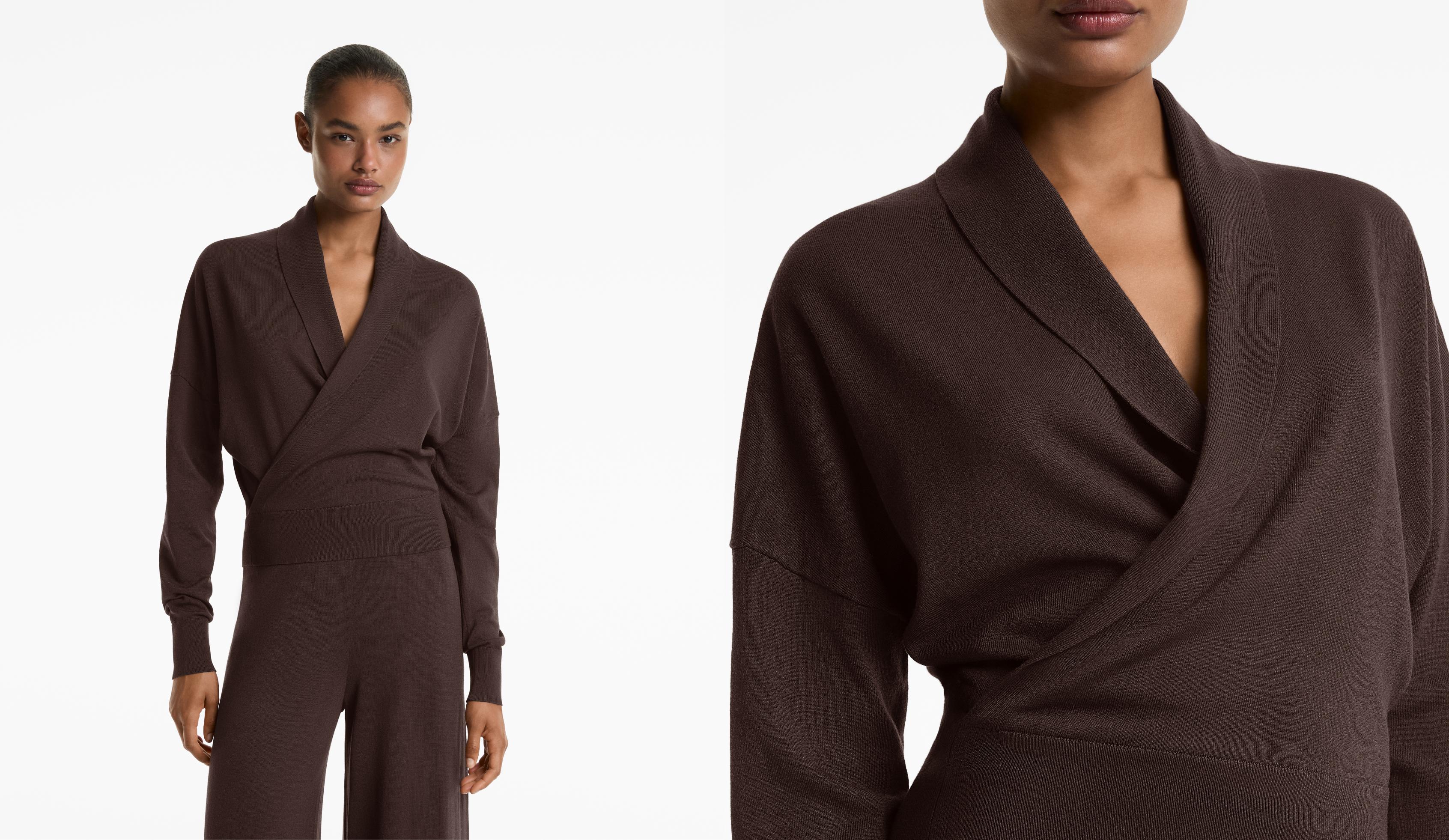 Wrap jumper with fitted waist
