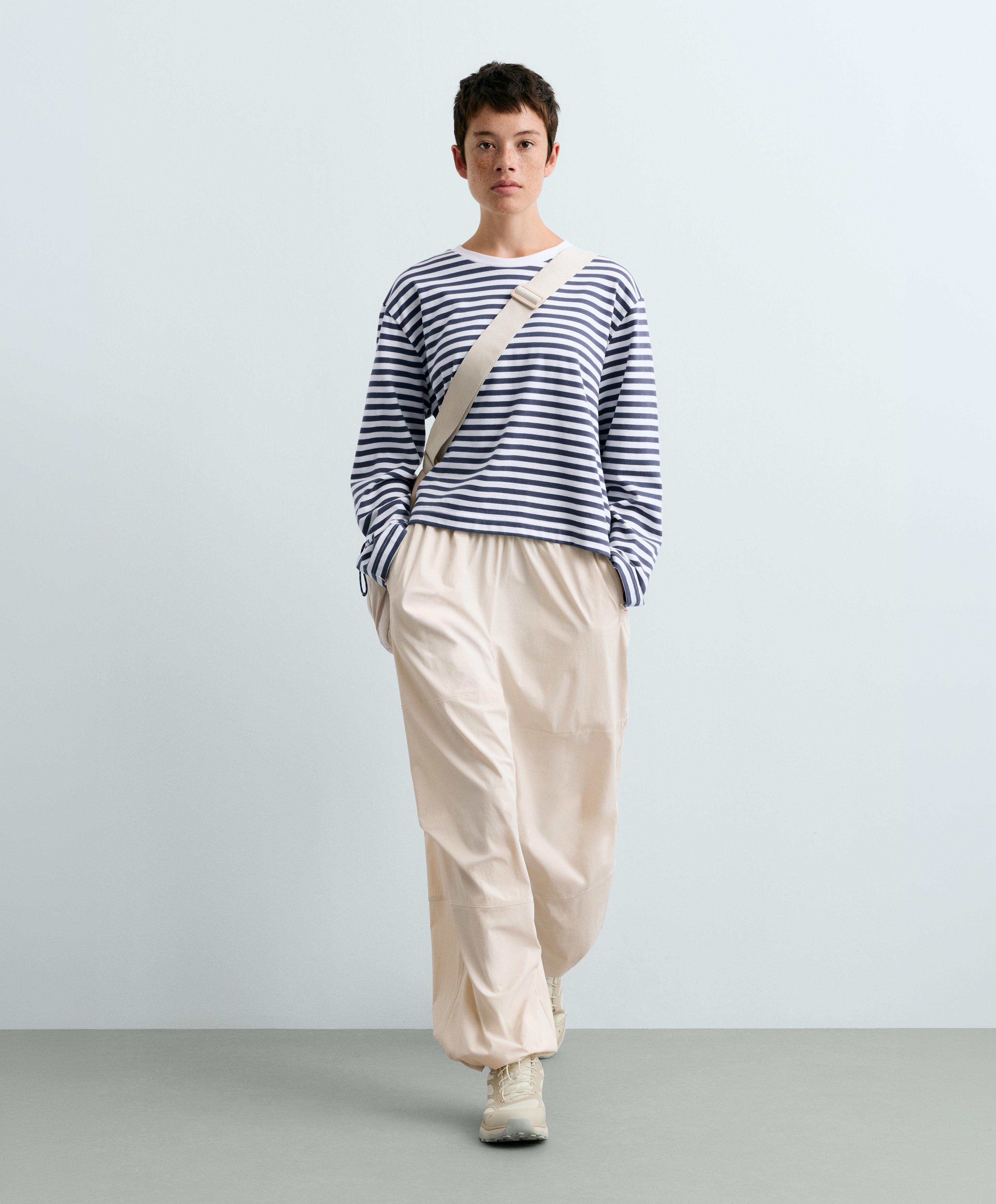 Striped 100% cotton boxy long-sleeved T-shirt — STORM
