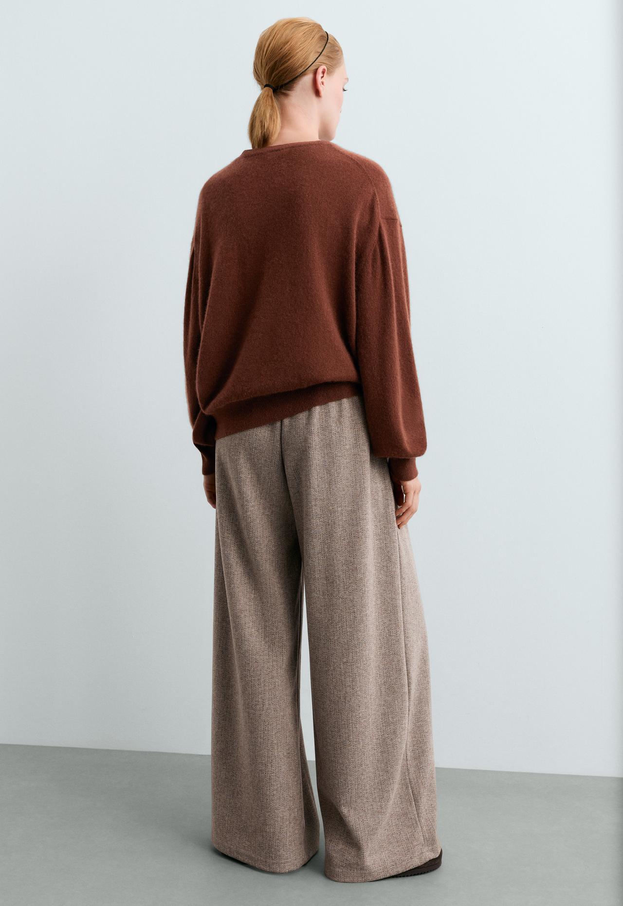 Mottled wide-leg trousers — BROWN-GREY MELANGE