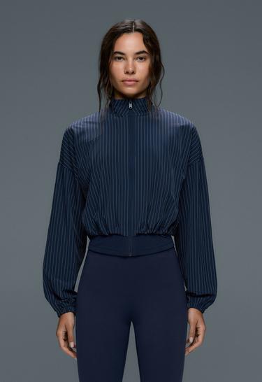 Pinstripe water-repellent technical jacket — NAVY BLUE 3
