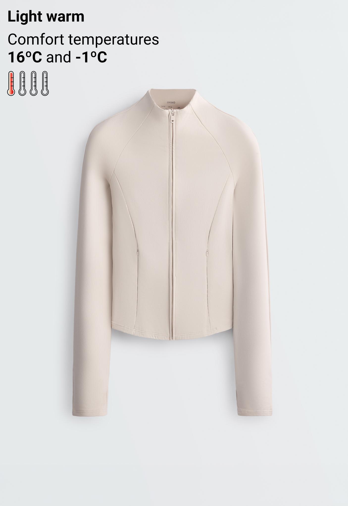 Short light warm technical jacket — PALE MINK