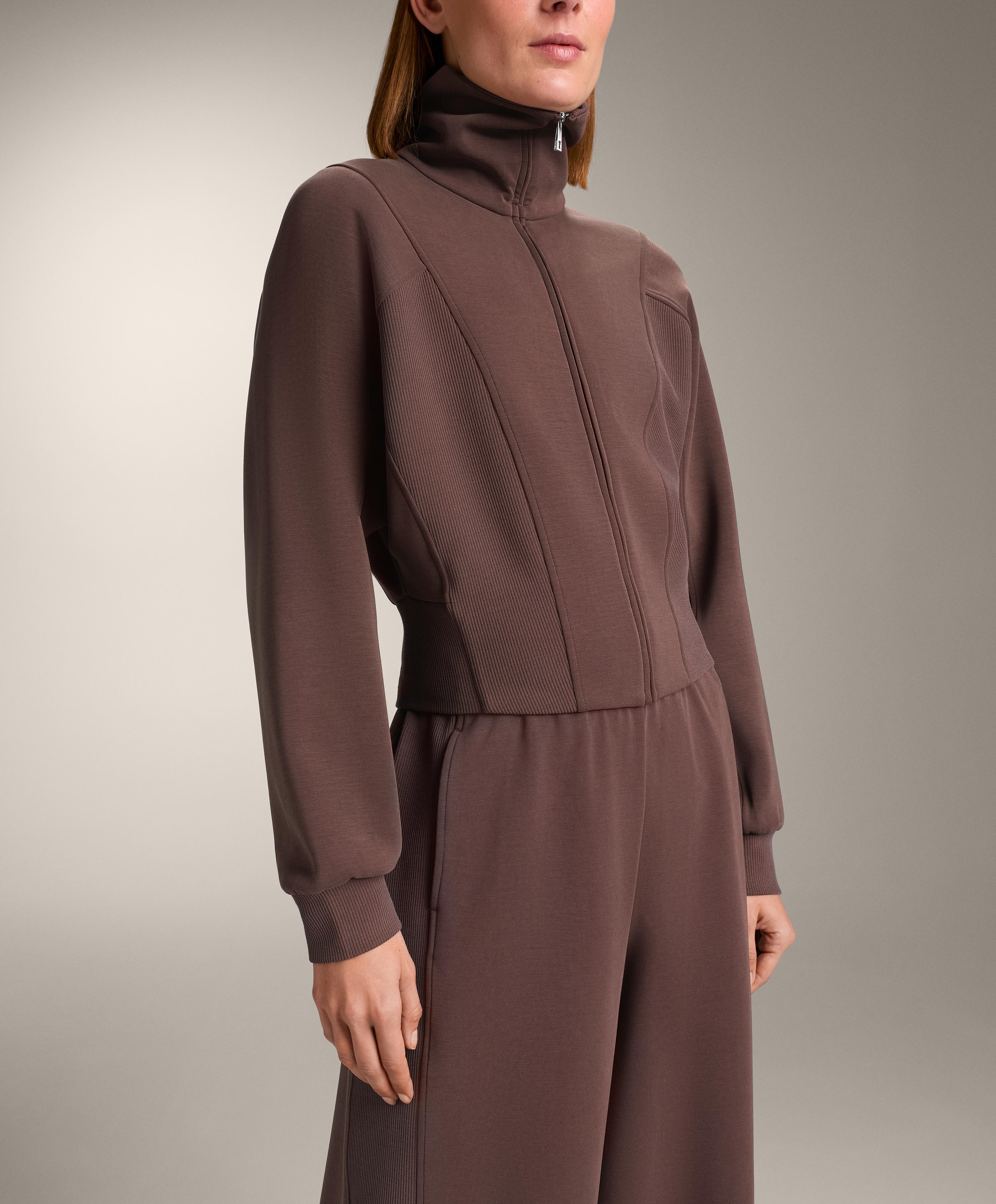 Brushed rib jacket with modal — BROWN