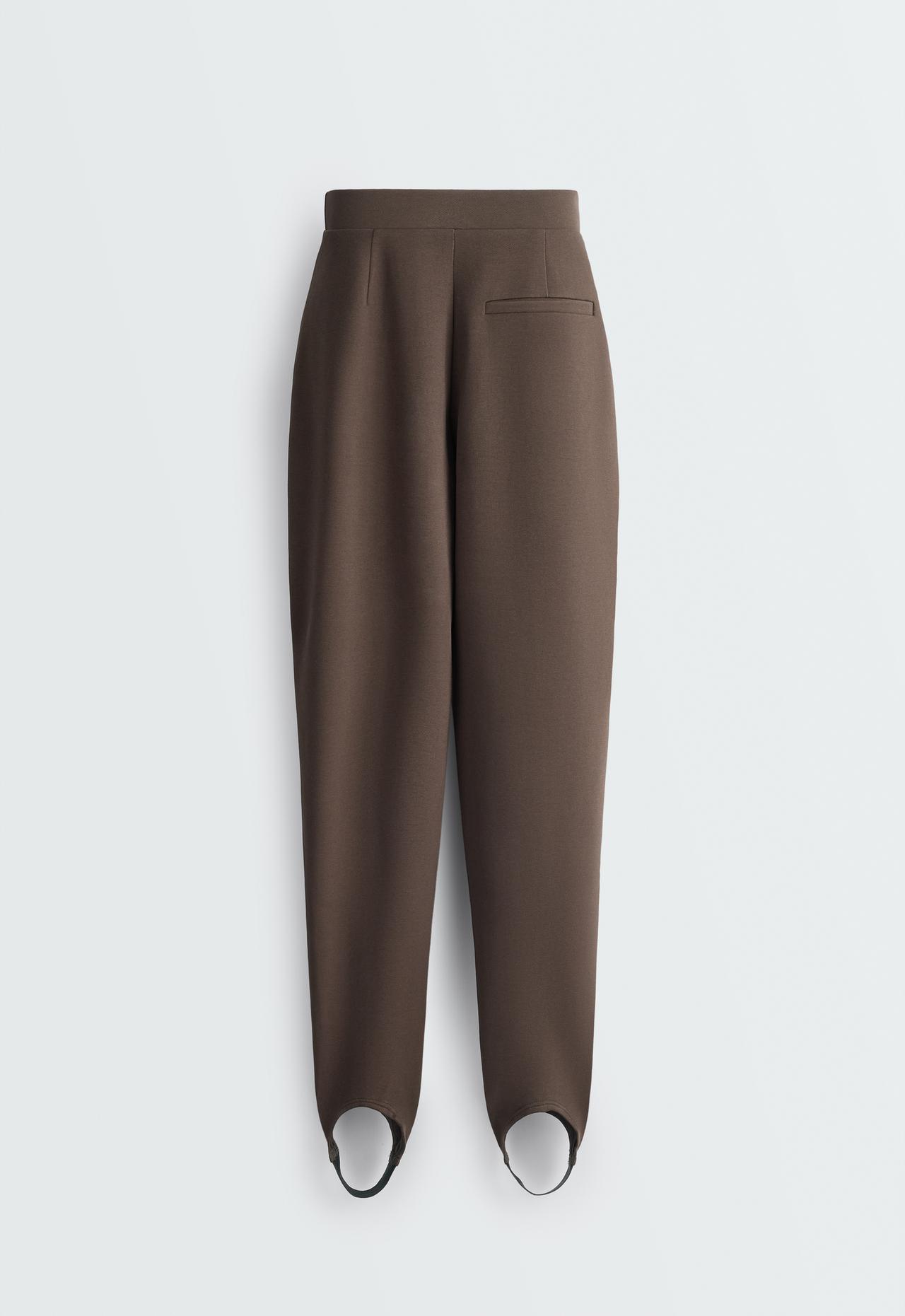 Slim-fit stirrup trousers with cotton — BROWN