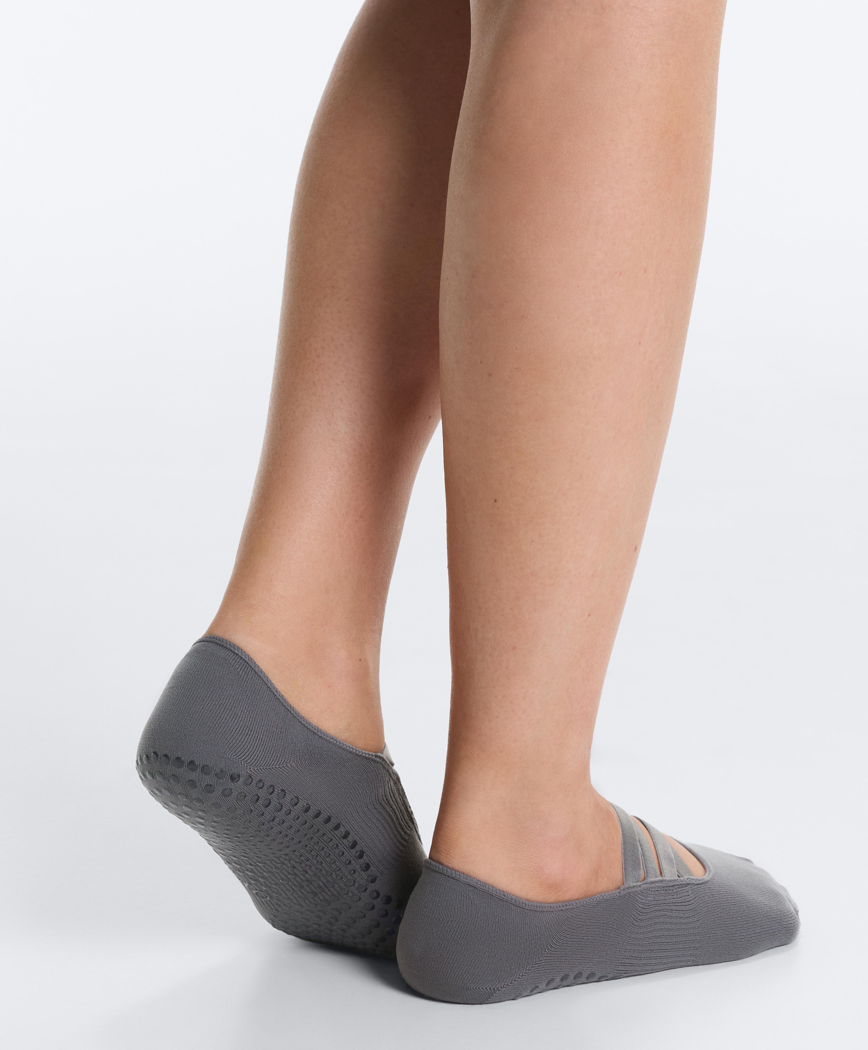 2 pairs of invisible polyamide blend yoga and Pilates socks with double straps — MAUVE PINK