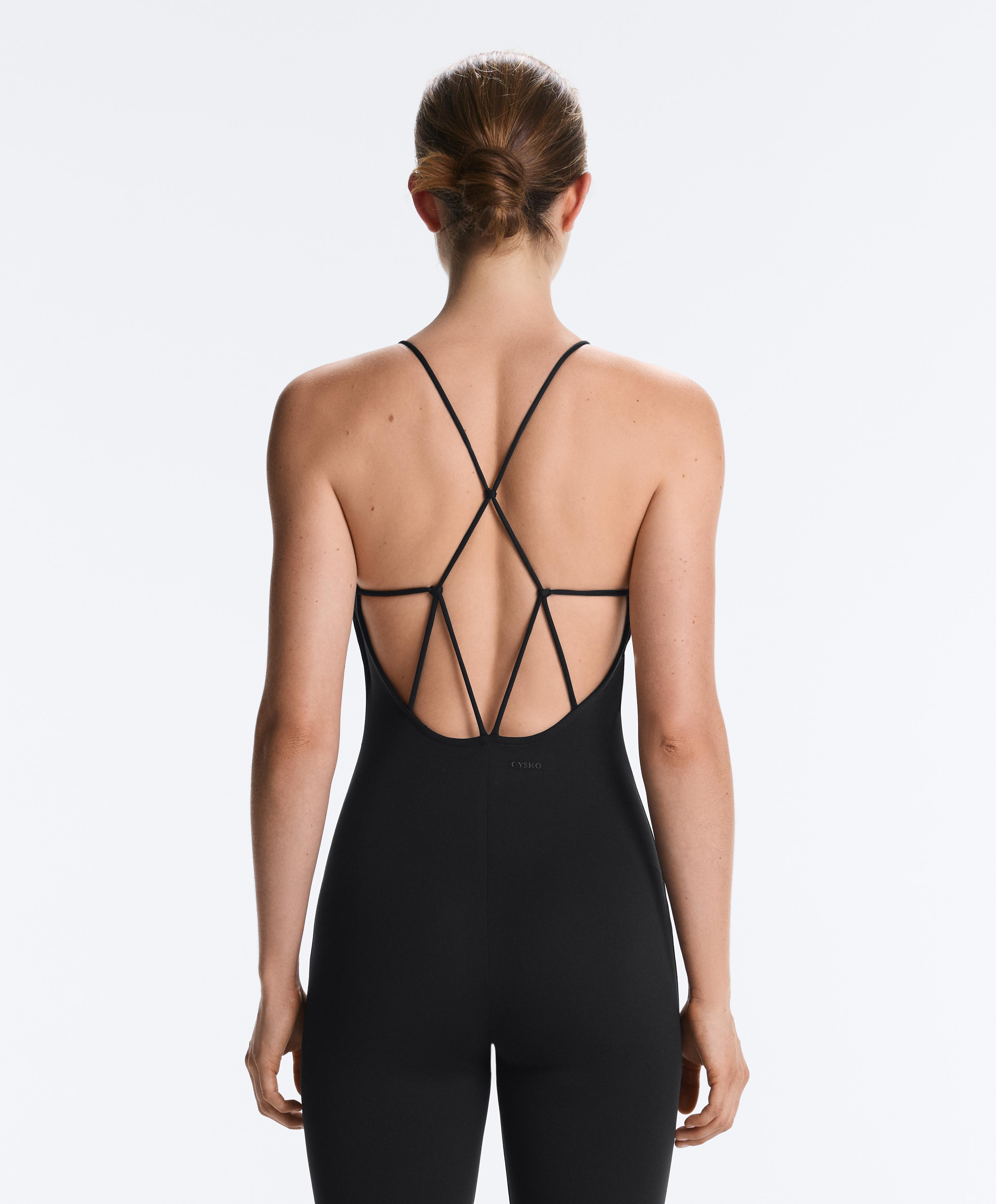 Comfortlux long jumpsuit with knots — BLACK