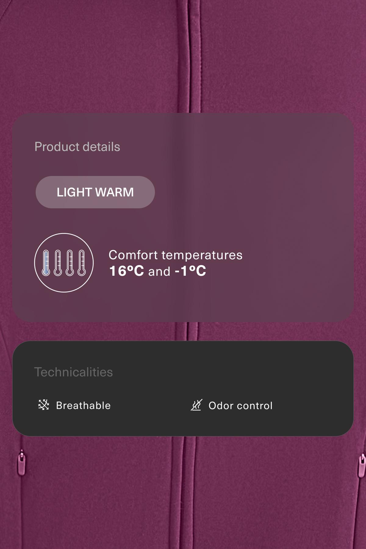 Light warm technical jacket — DARK PLUM