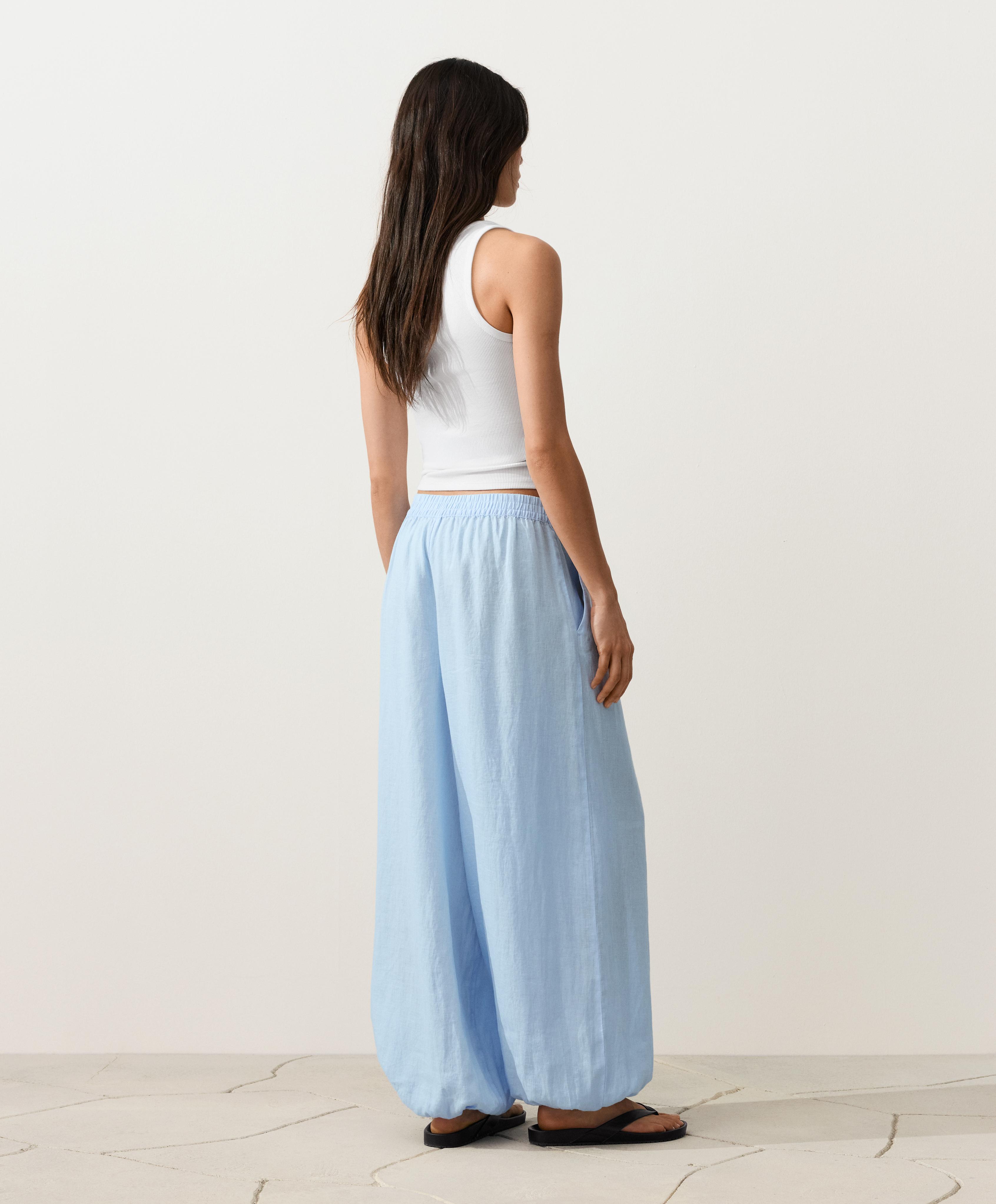 100% linen bloomer trousers — SKY BLUE