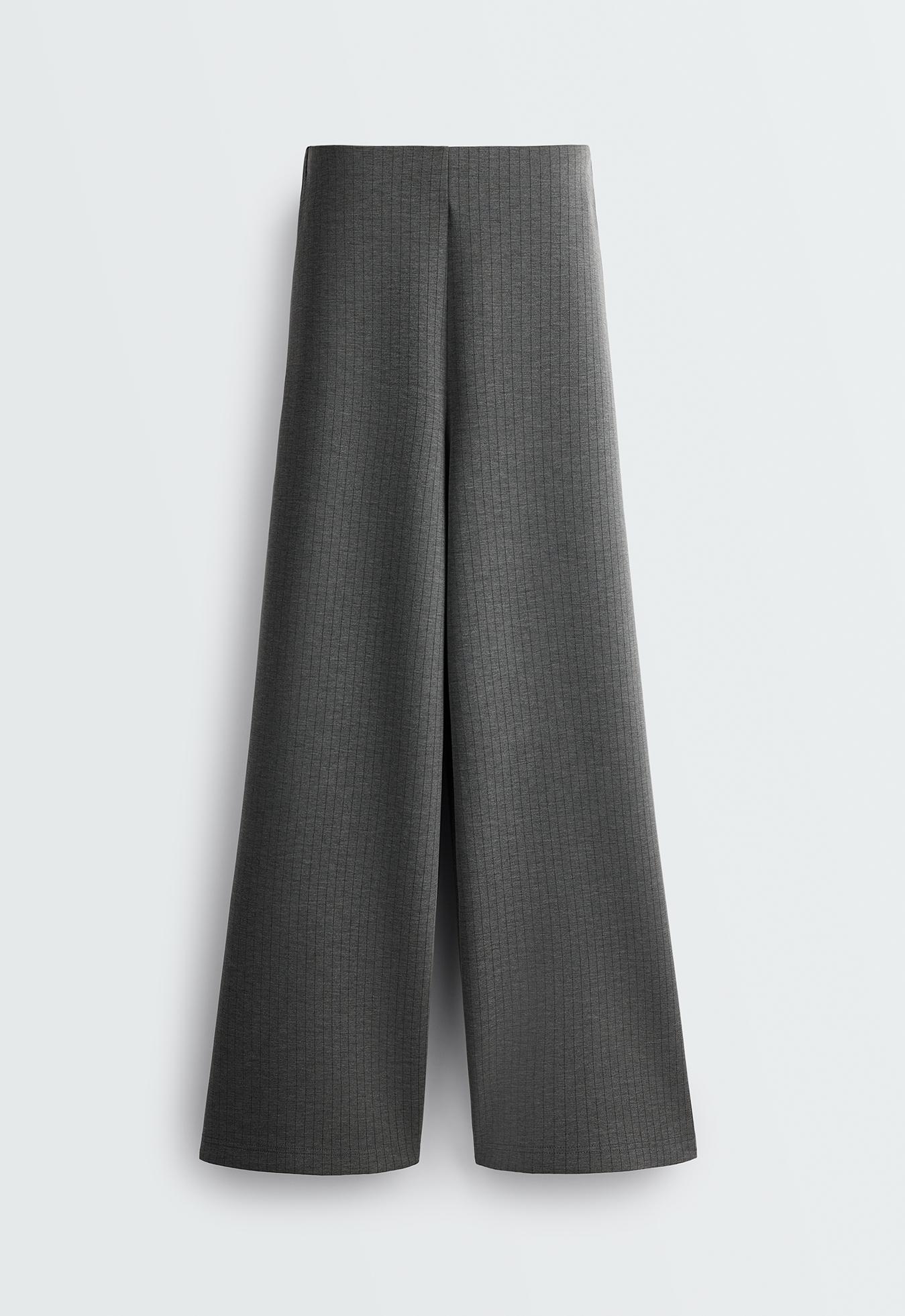 Super high-rise striped modal trousers — ASPHALT GREY