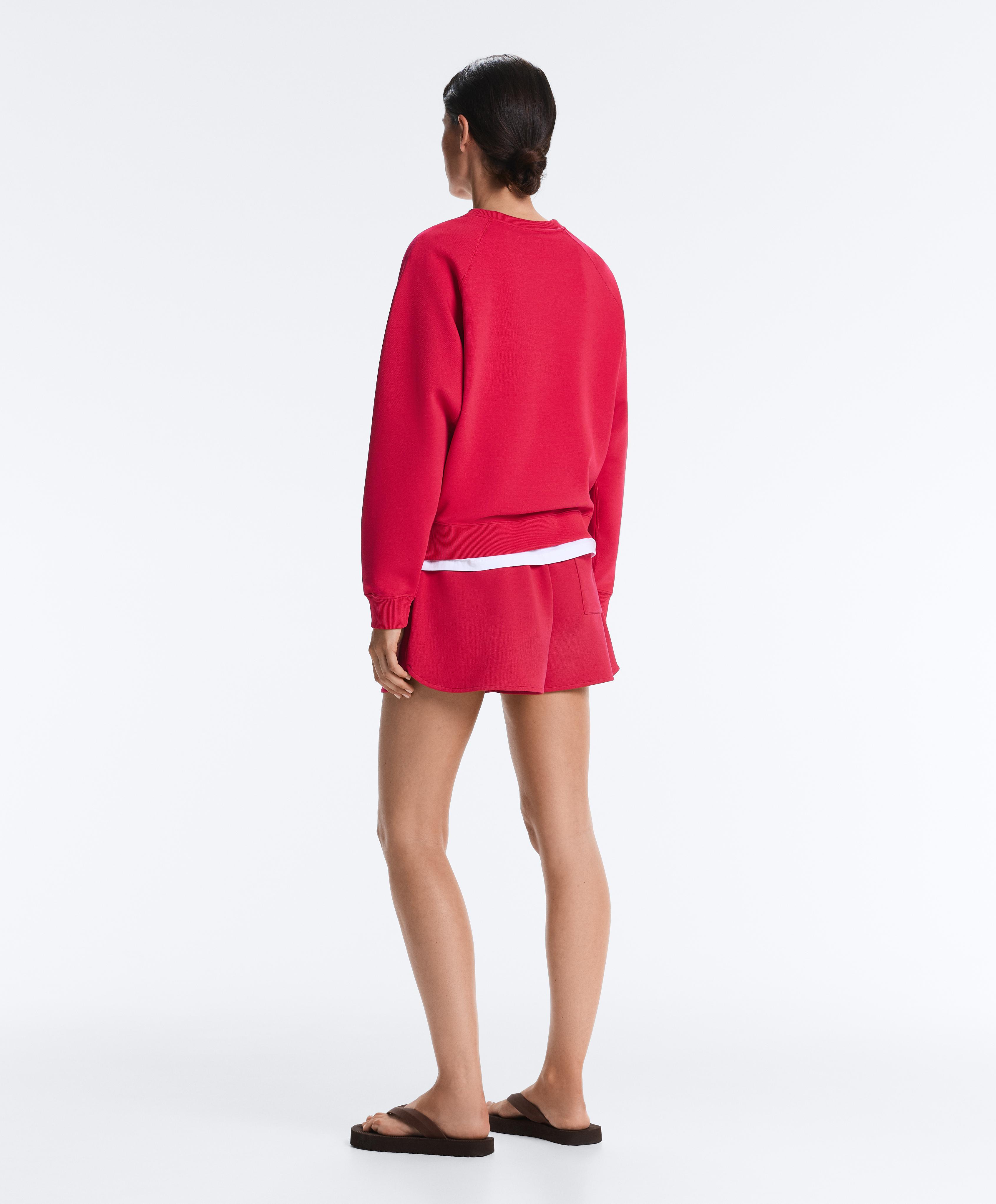 Round neck sweatshirt with piqué cotton — RED