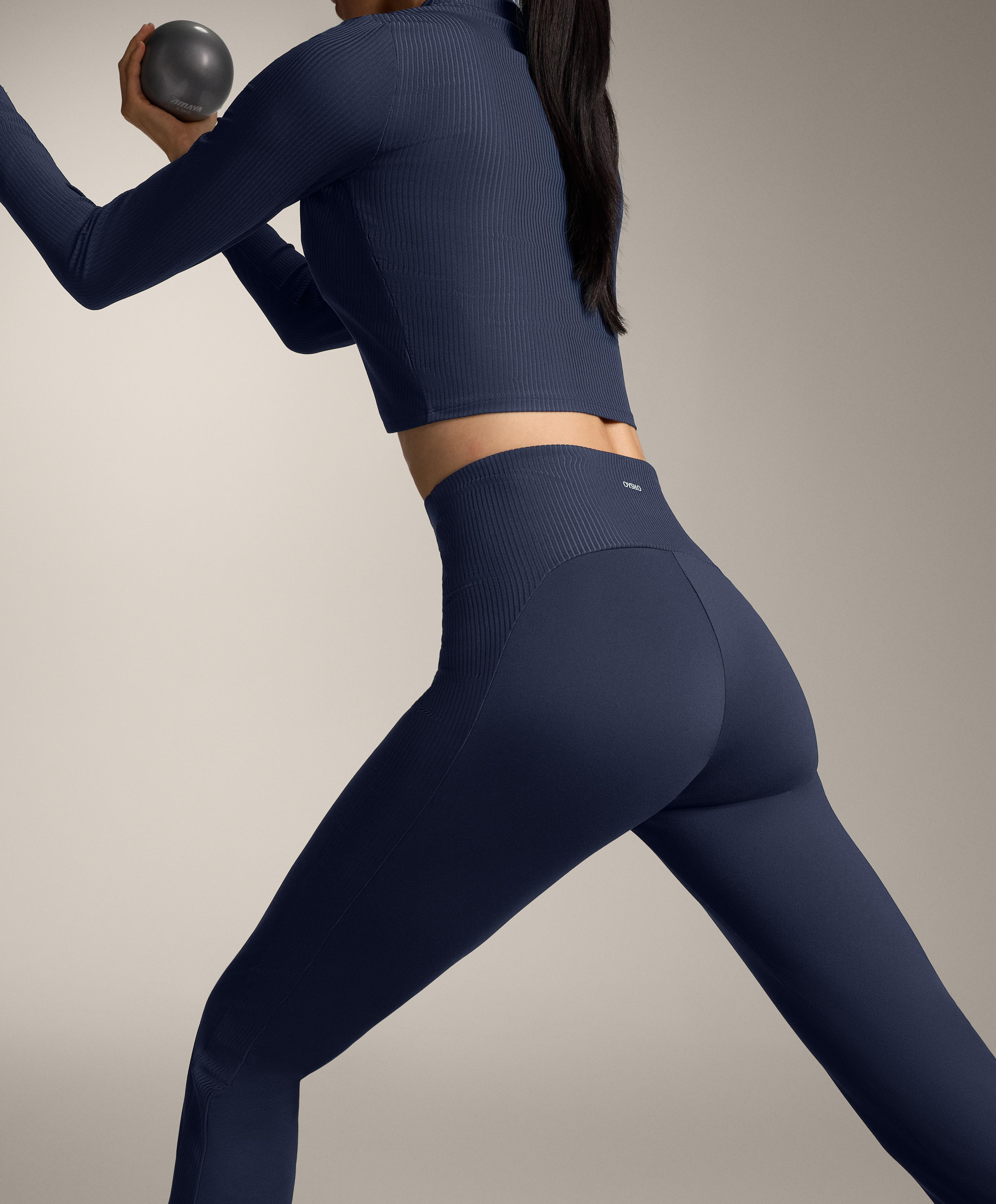 High-rise Comfortlux rib flare trousers