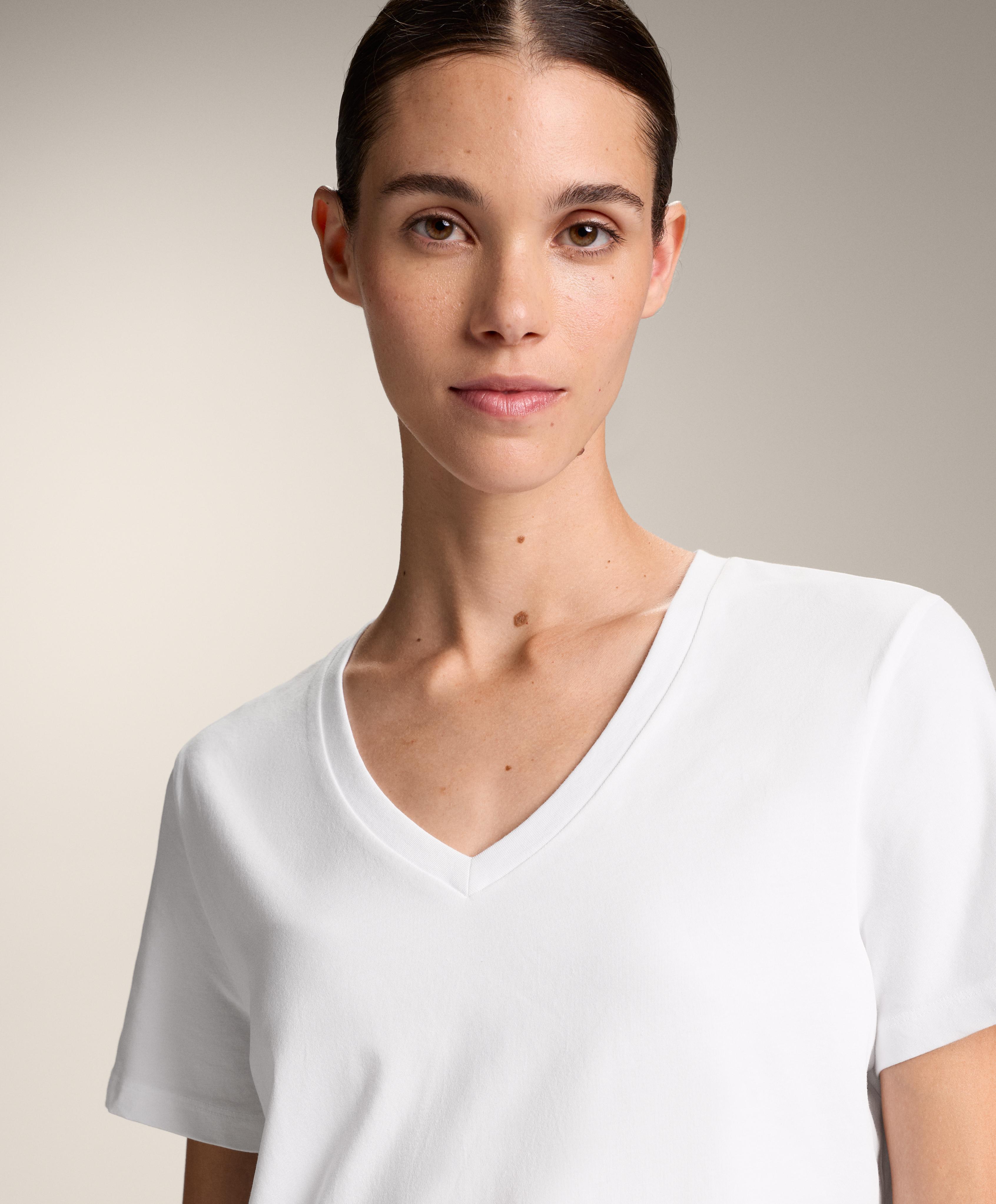 T-shirt col en V en mélange de coton - Soldes T-shirt col en V en mélange de coton - Soldes