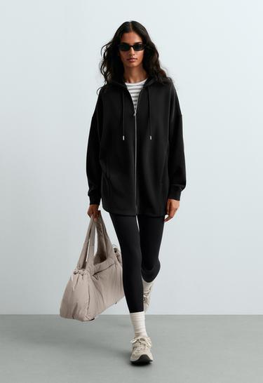 Long soft touch jacket with modal — BLACK 1