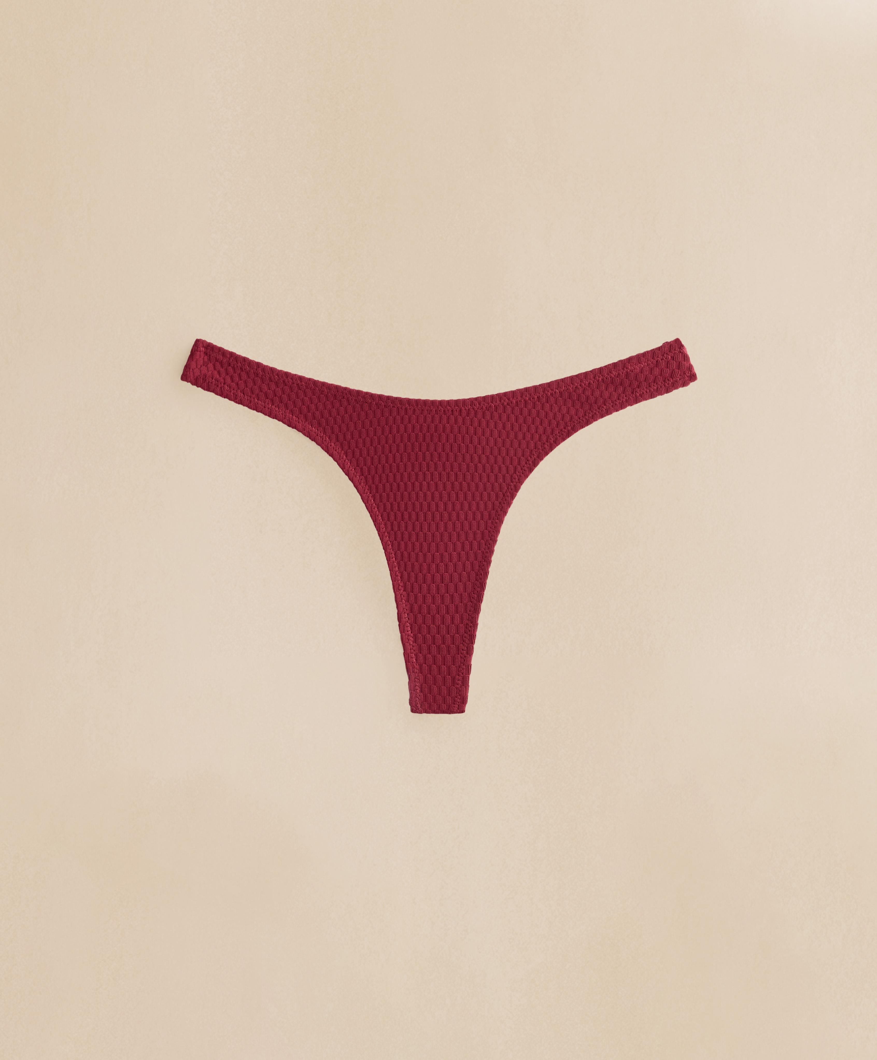 U-cut mini check jacquard Brazilian bikini briefs — PALE PLUM
