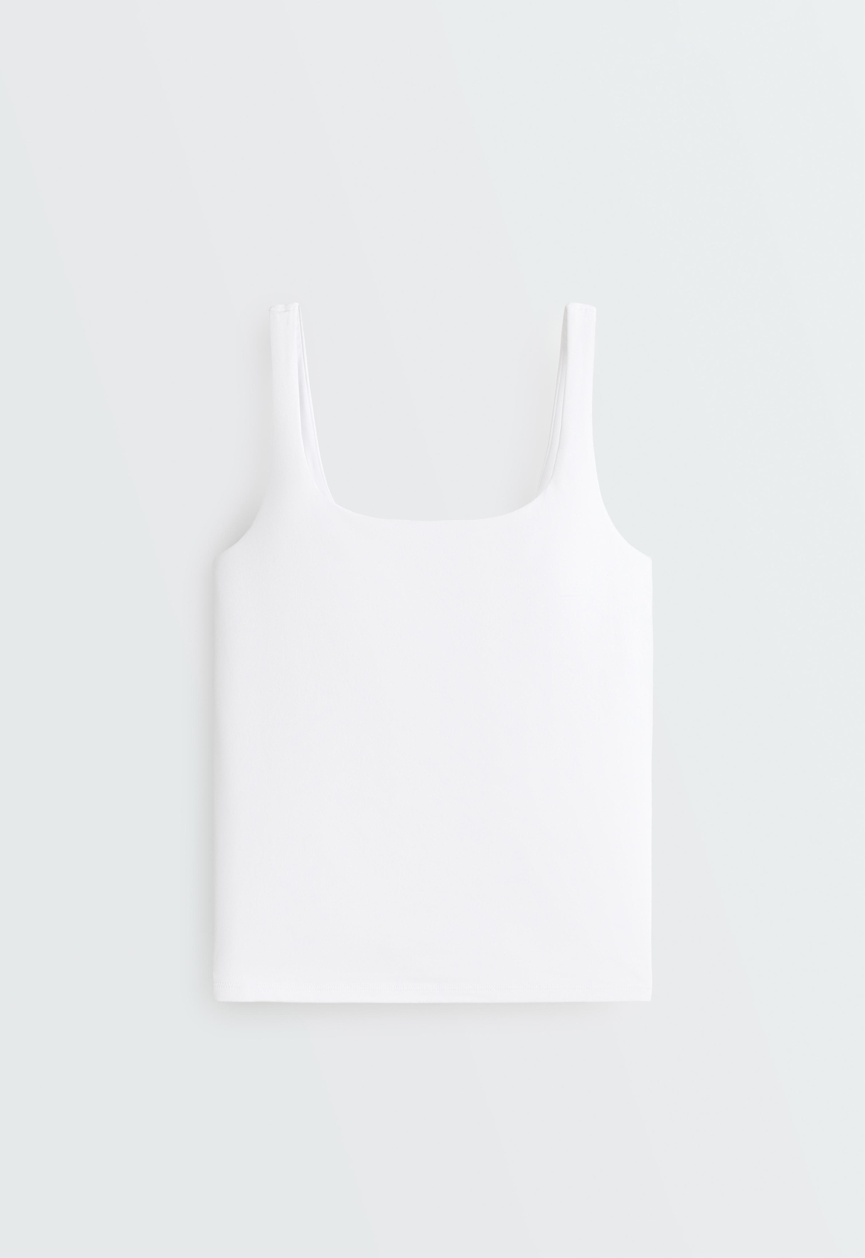 Long square neck Comfortlux tank top — WHITE