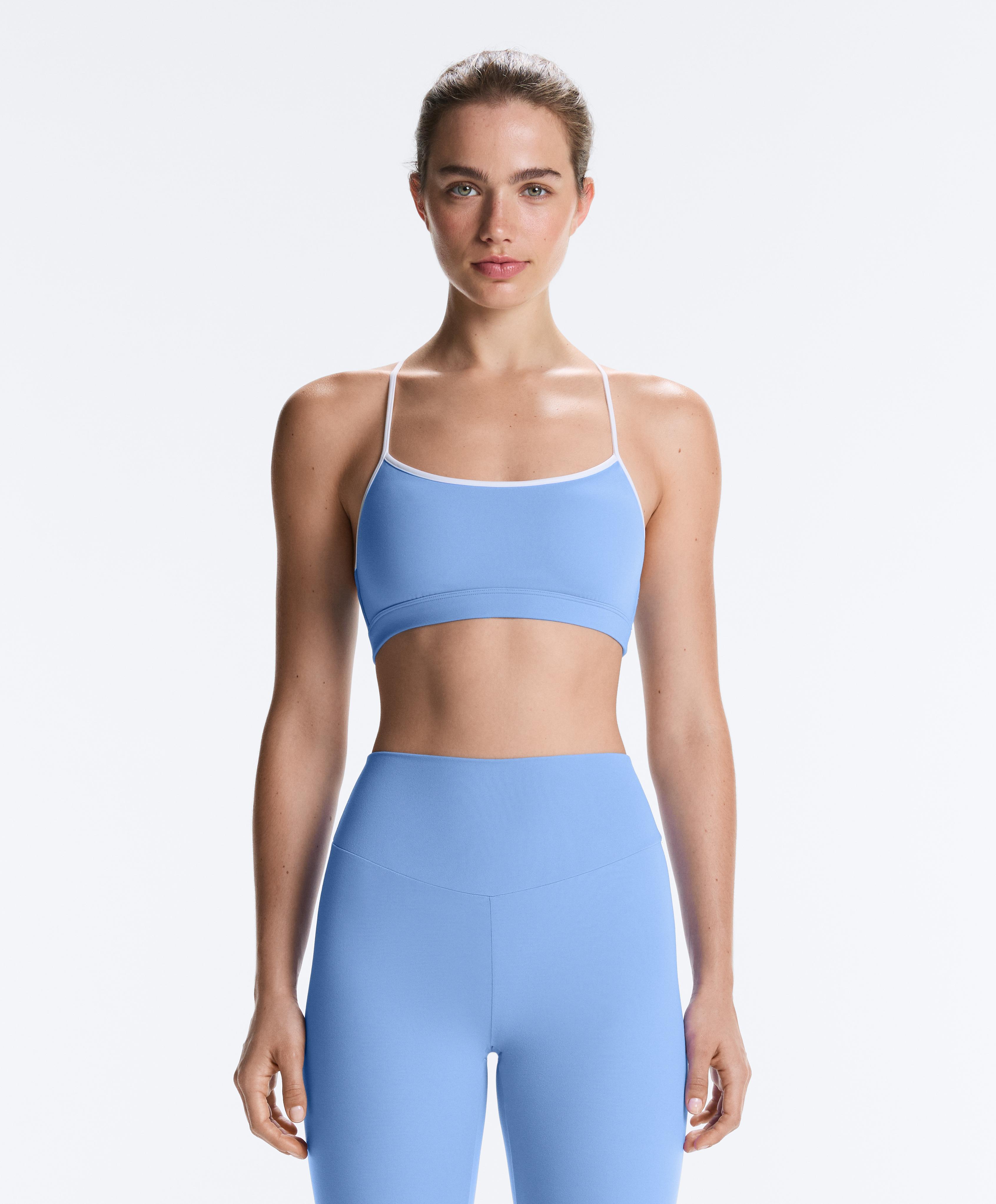 Low-support Comfortlux sports bra with piping — PALE LAVENDER BLUE
