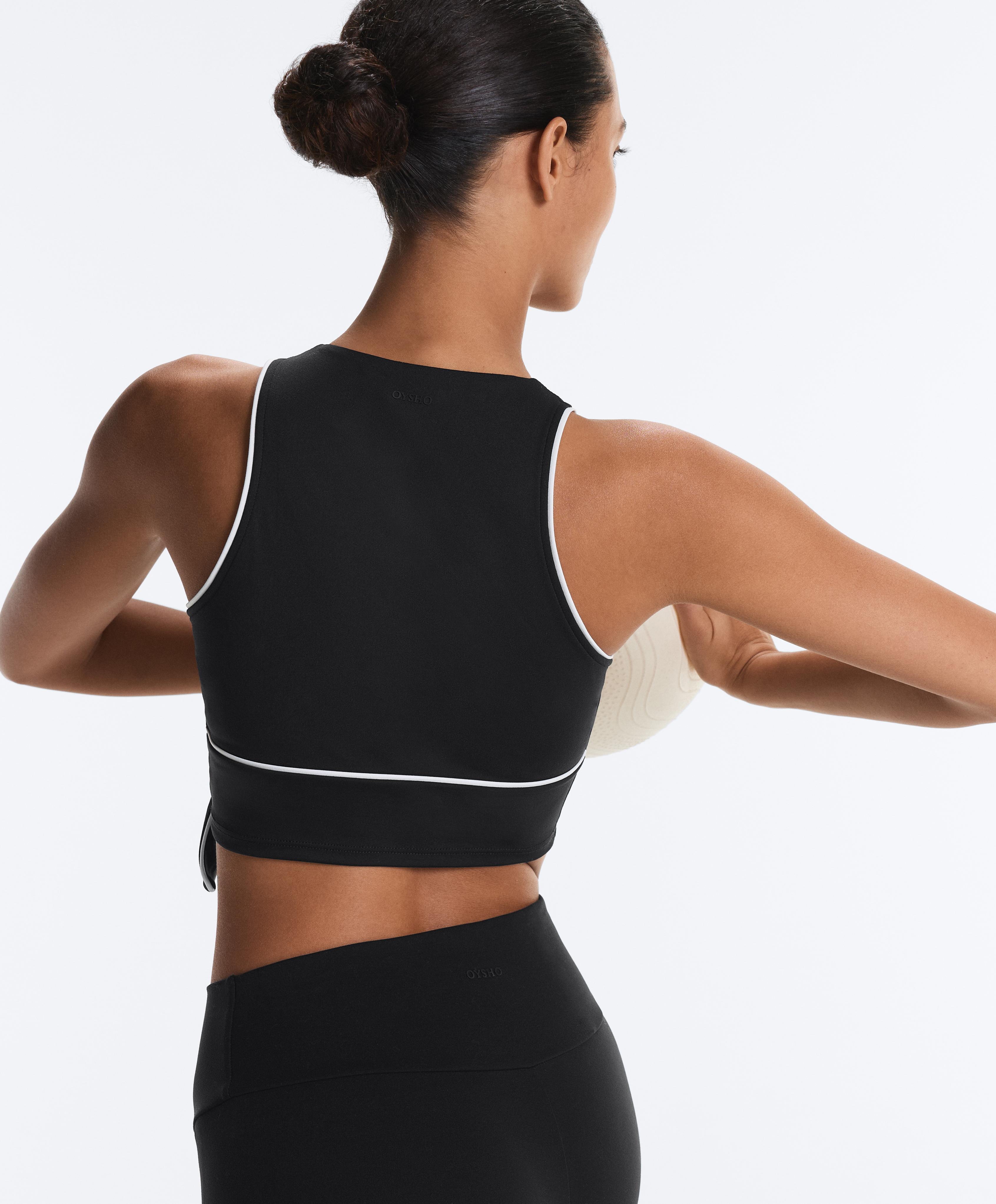 Comfortlux sleeveless tie tank top — BLACK