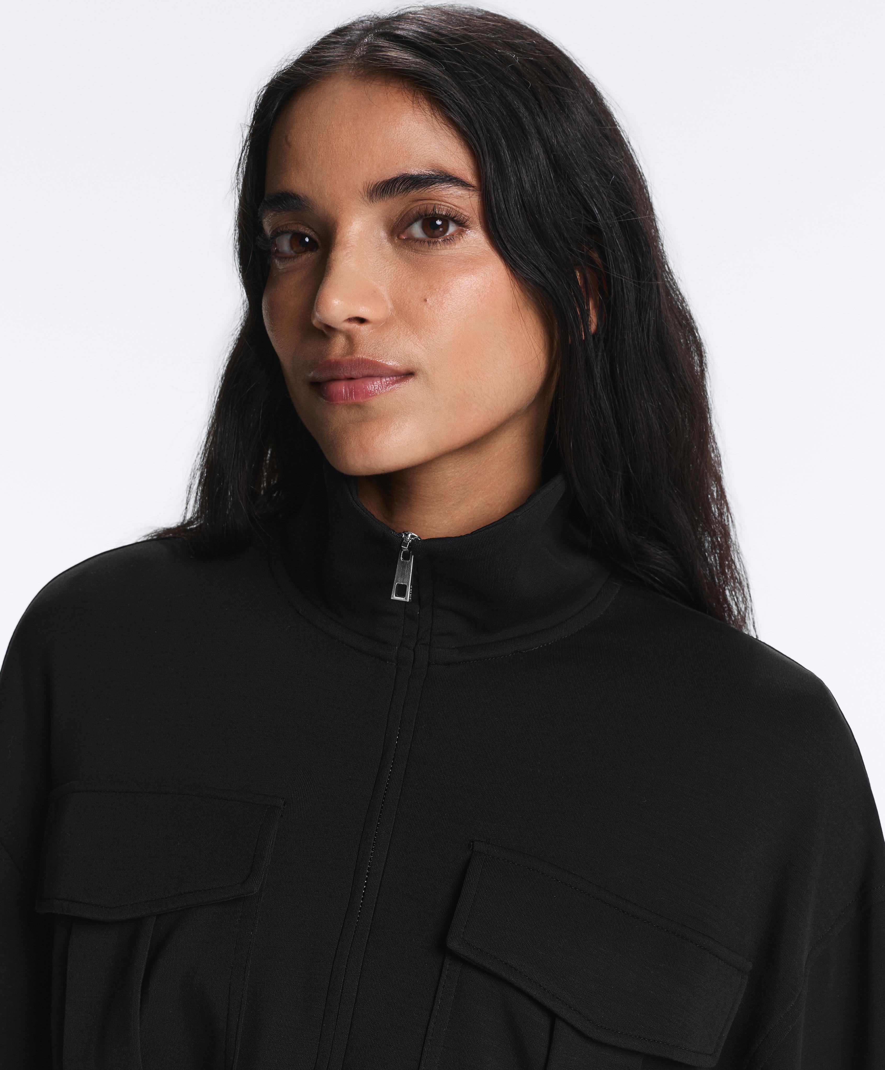 Long soft-touch jacket with modal and belt