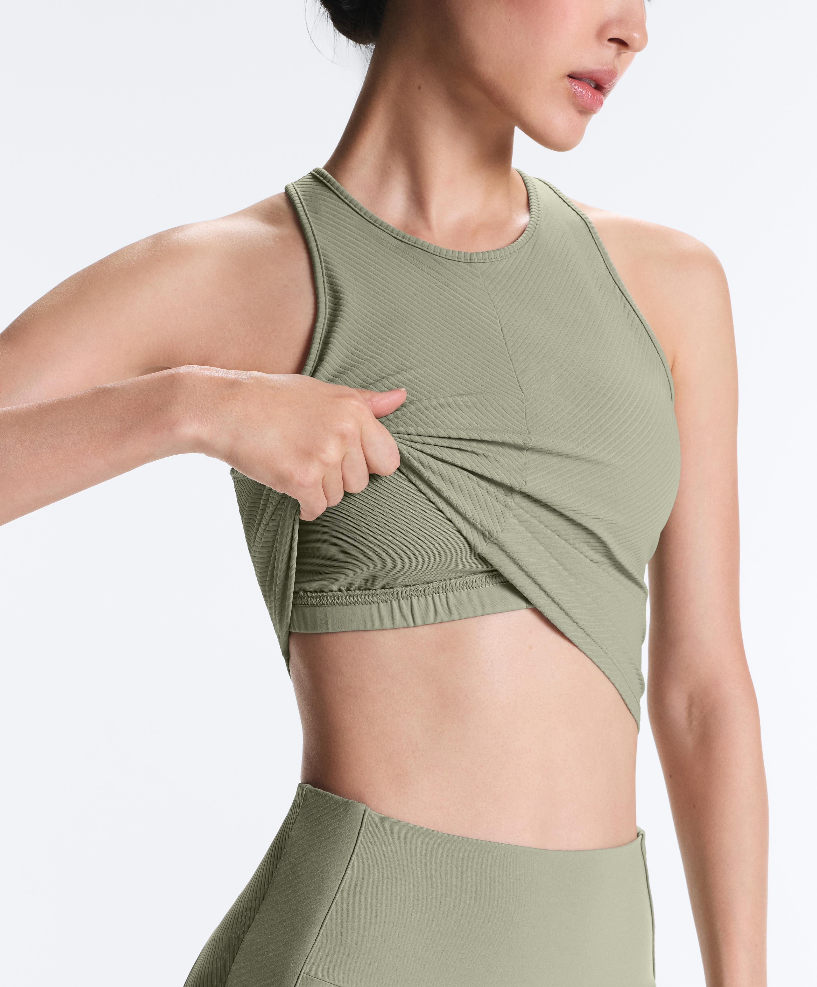 Rib Comfortlux halter tank top — PALE GREEN