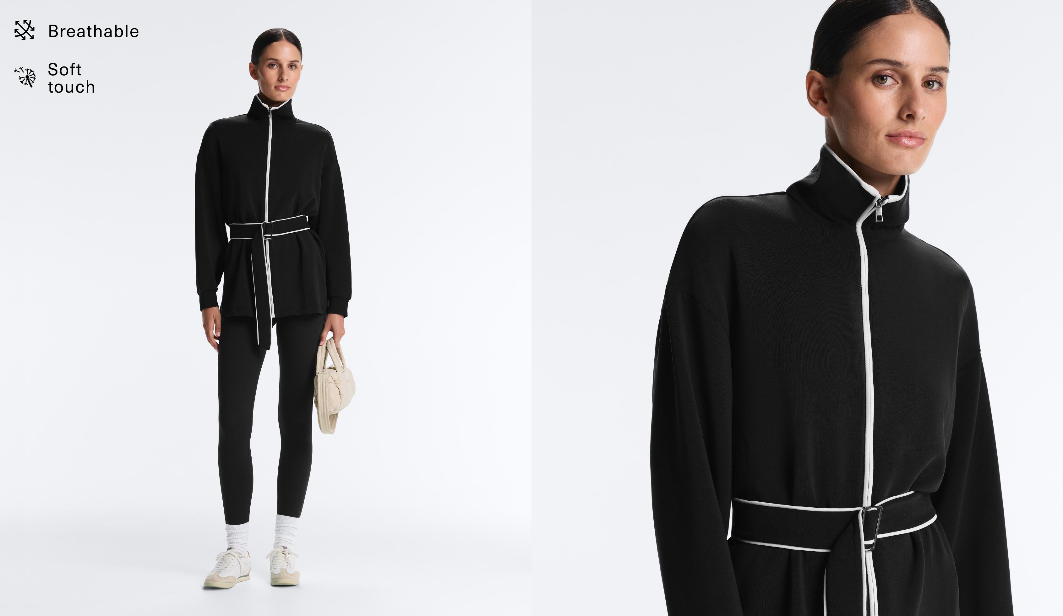 Chaqueta larga piping a contraste con modal tacto suave