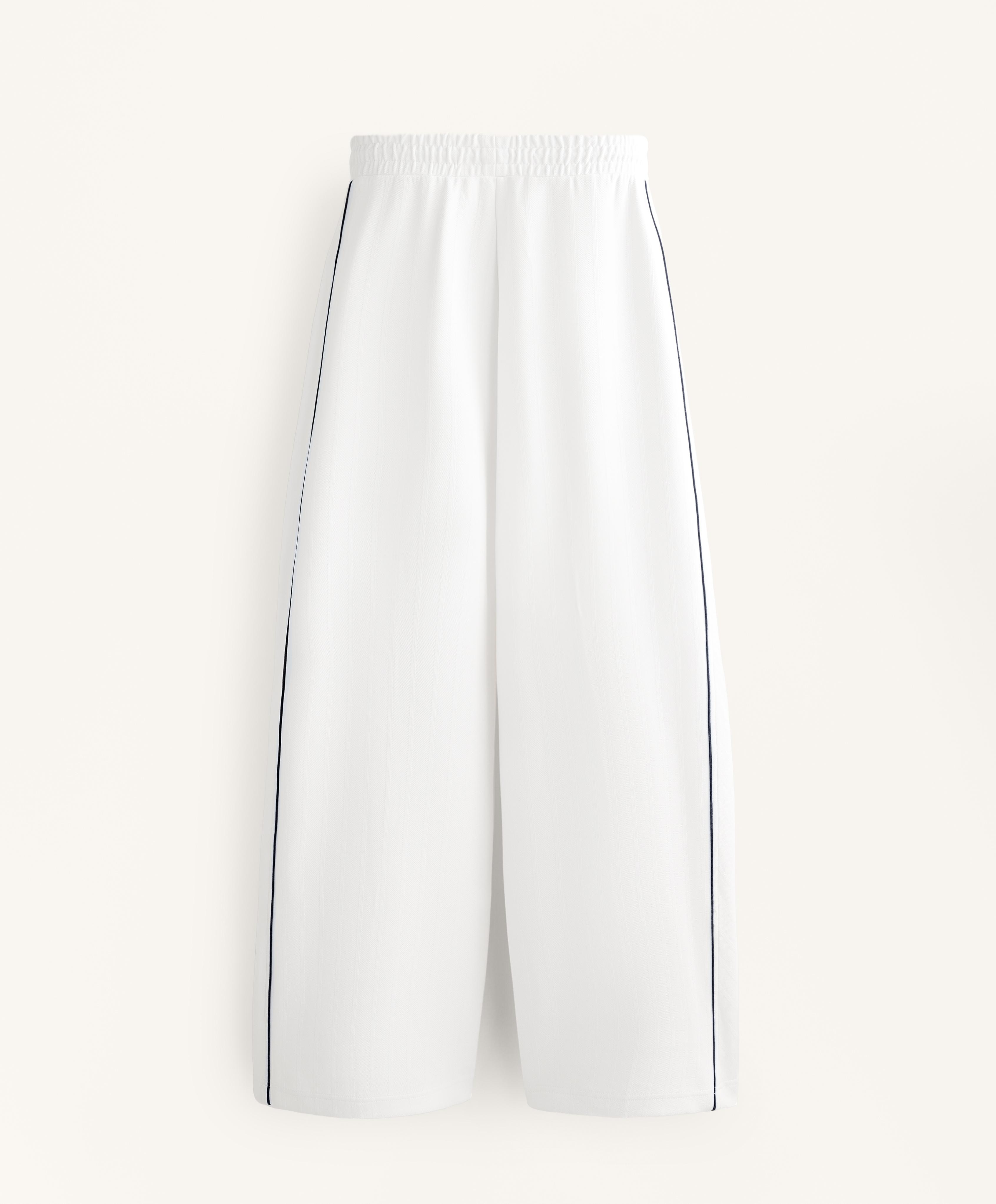 Piqué trousers with side piping and cotton — WHITE 