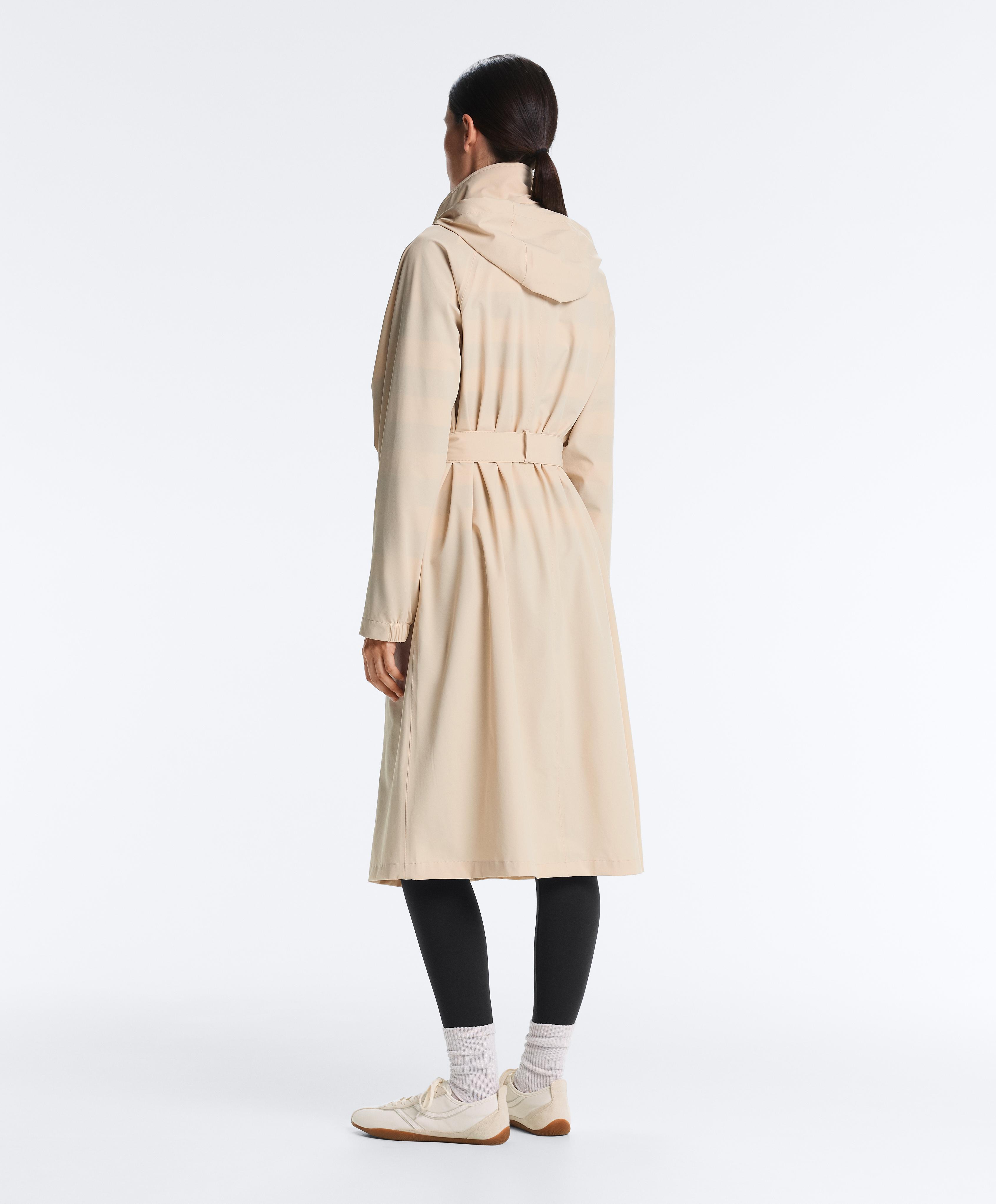 Long extra lightweight 10k waterproof jacket — PALE BEIGE