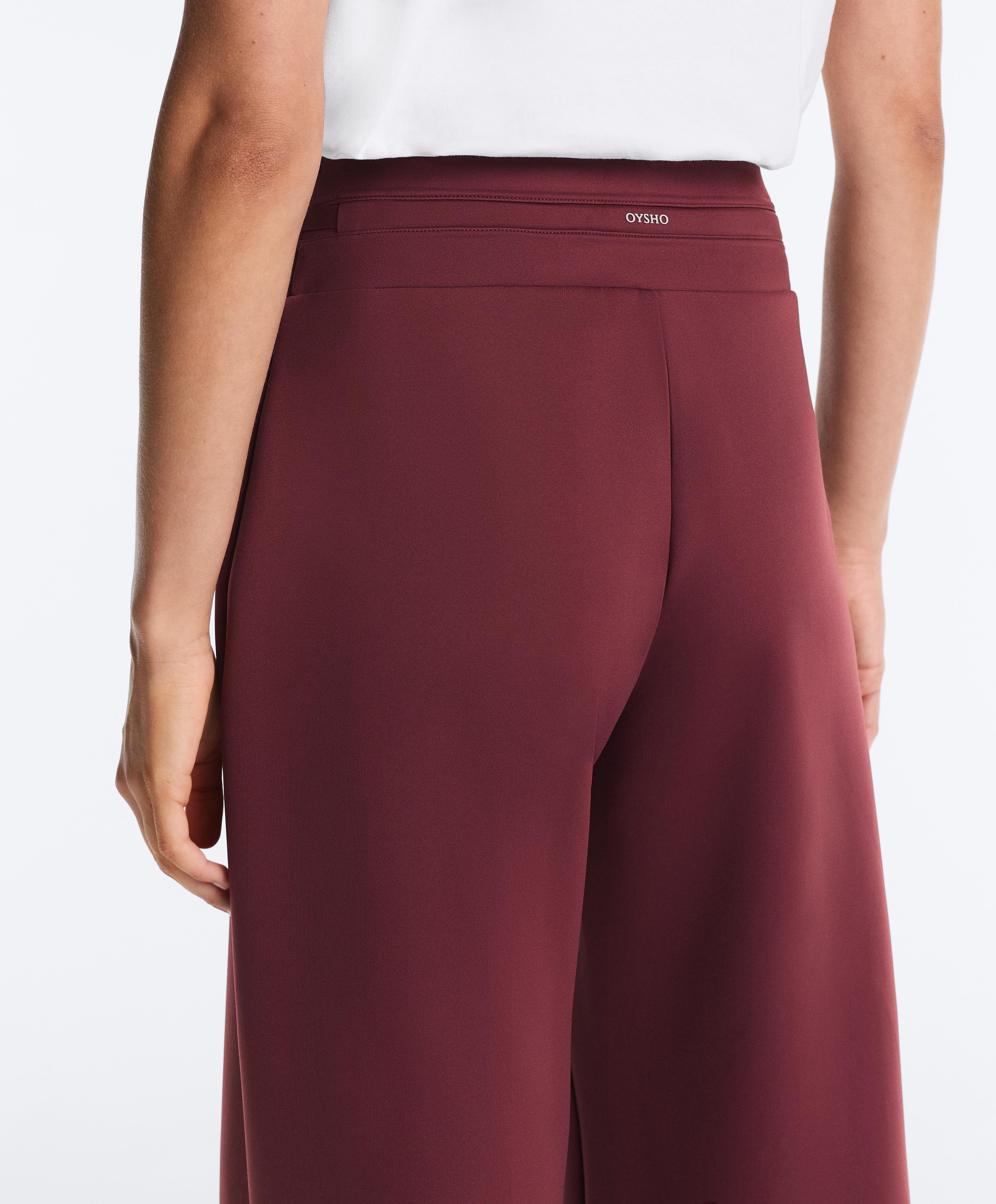 Neoprene-effect wide-leg trousers — CHERRY