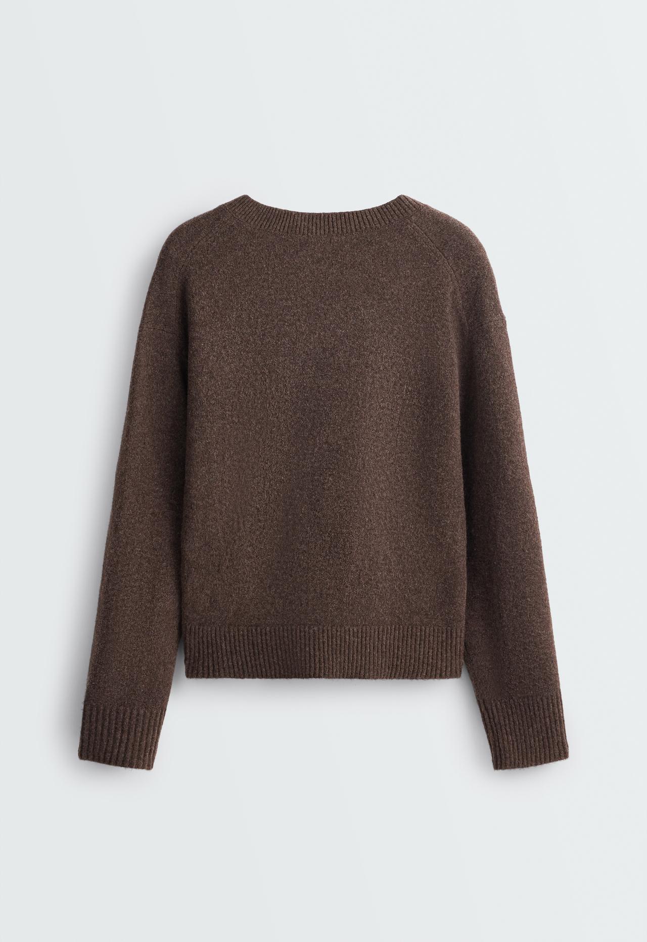 V-neck knit jumper — BROWN