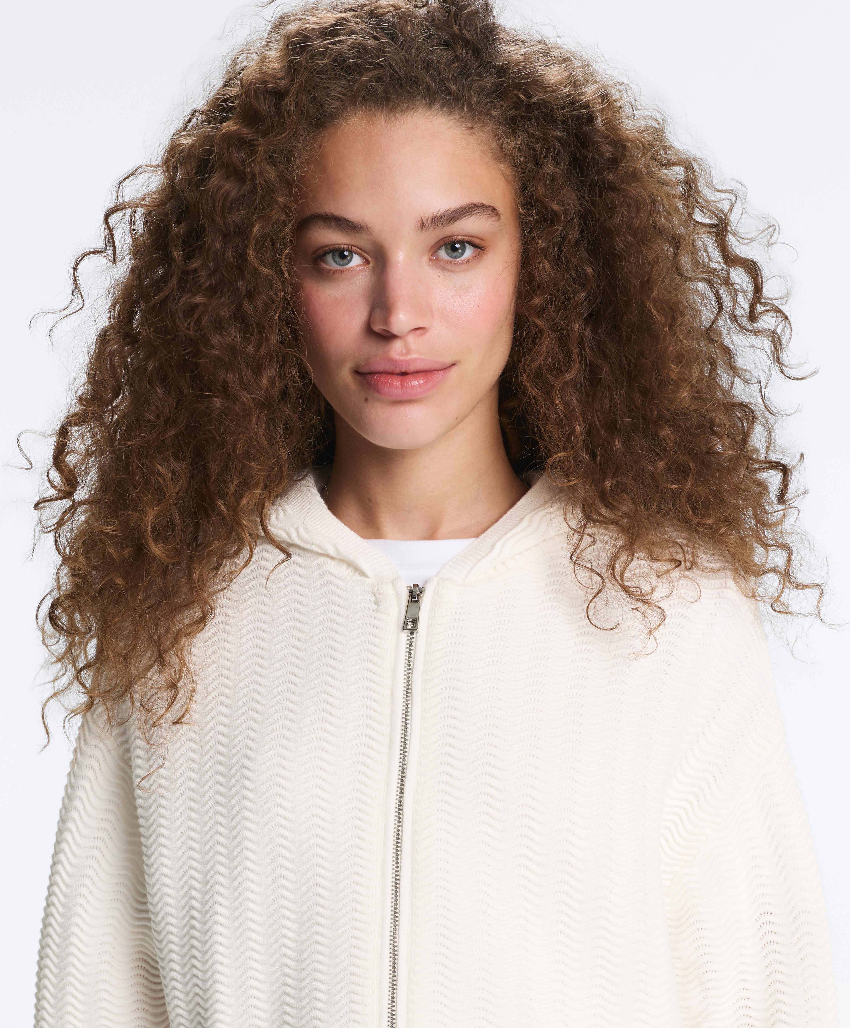 Wave knit hooded jacket — WHITE 