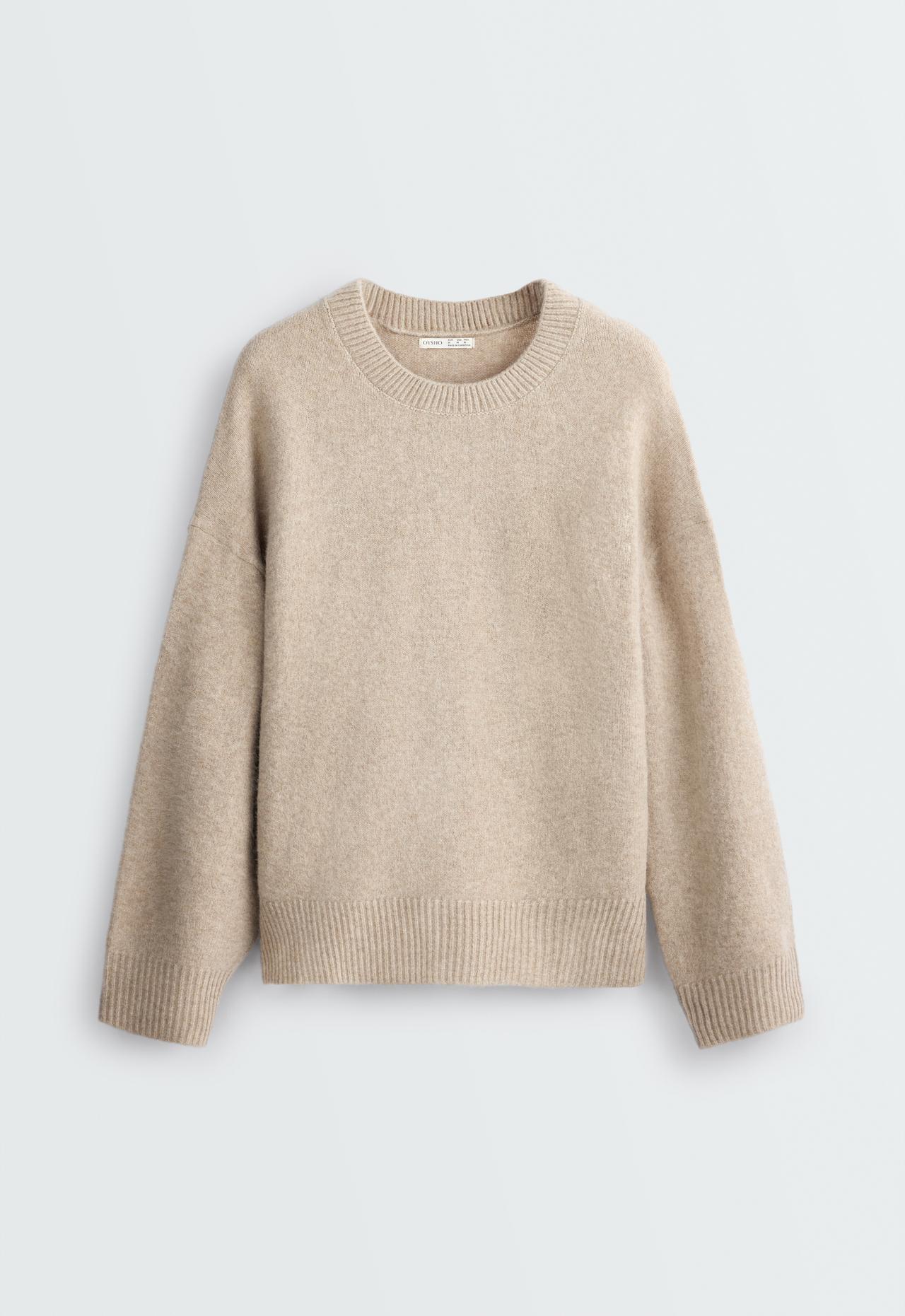 Knit round-neck jumper — MINK MELANGE