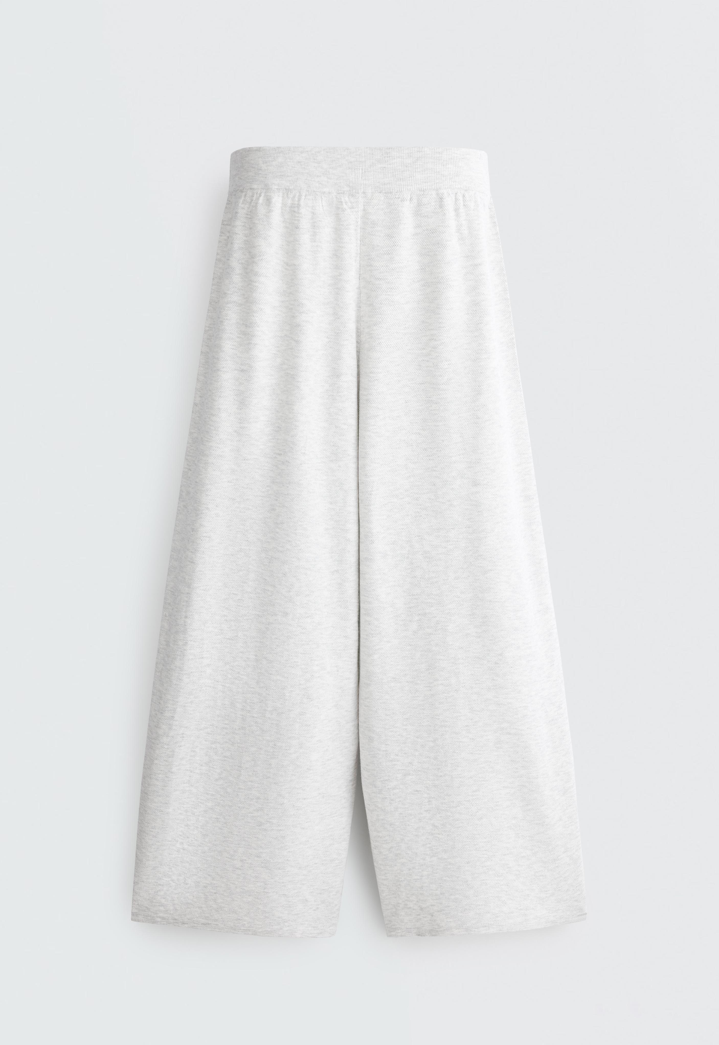 Straight-leg knit trousers — PALE GREY MELANGE