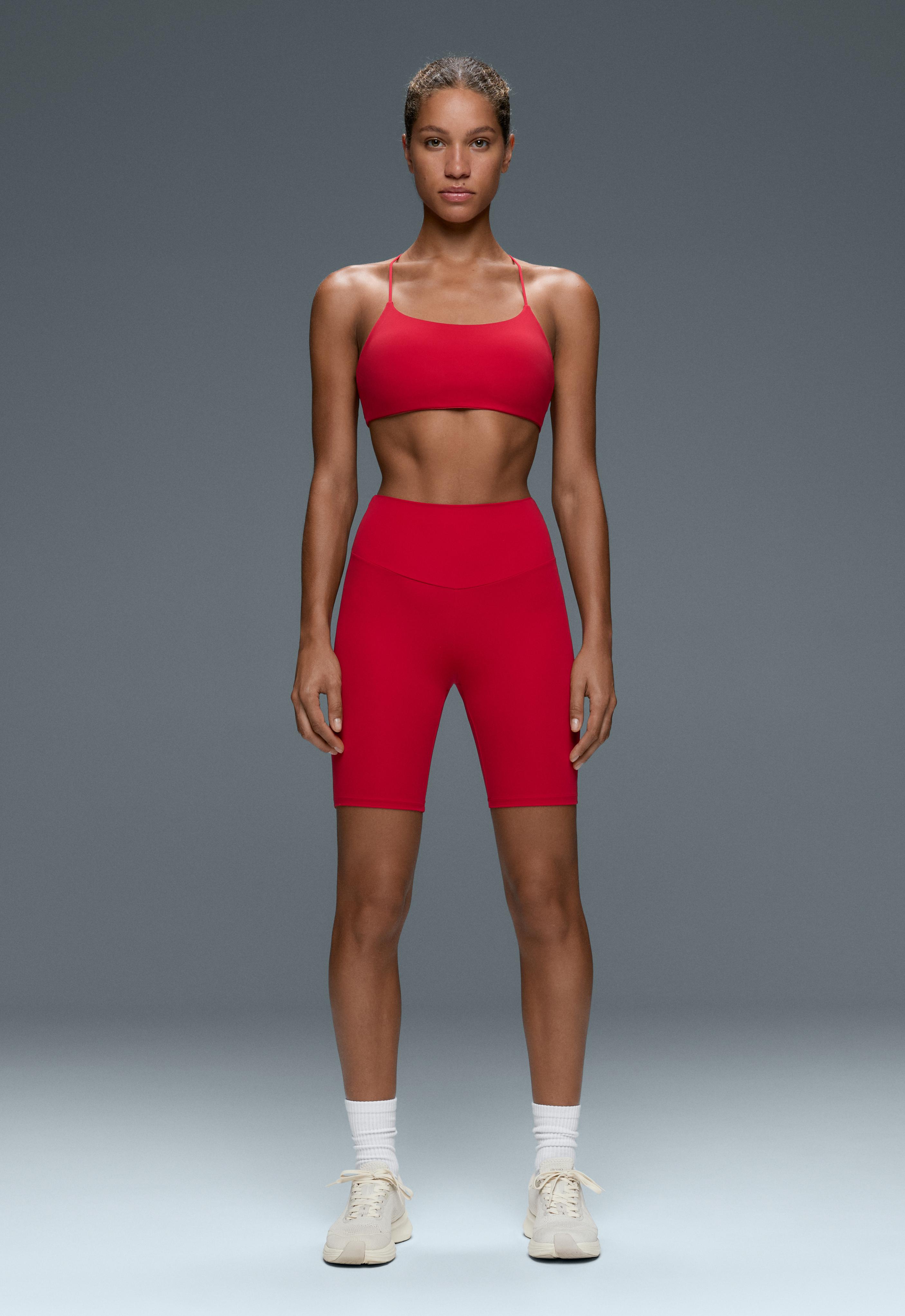 Comfortlux high-rise 20cm biker leggings — STRONG RED
