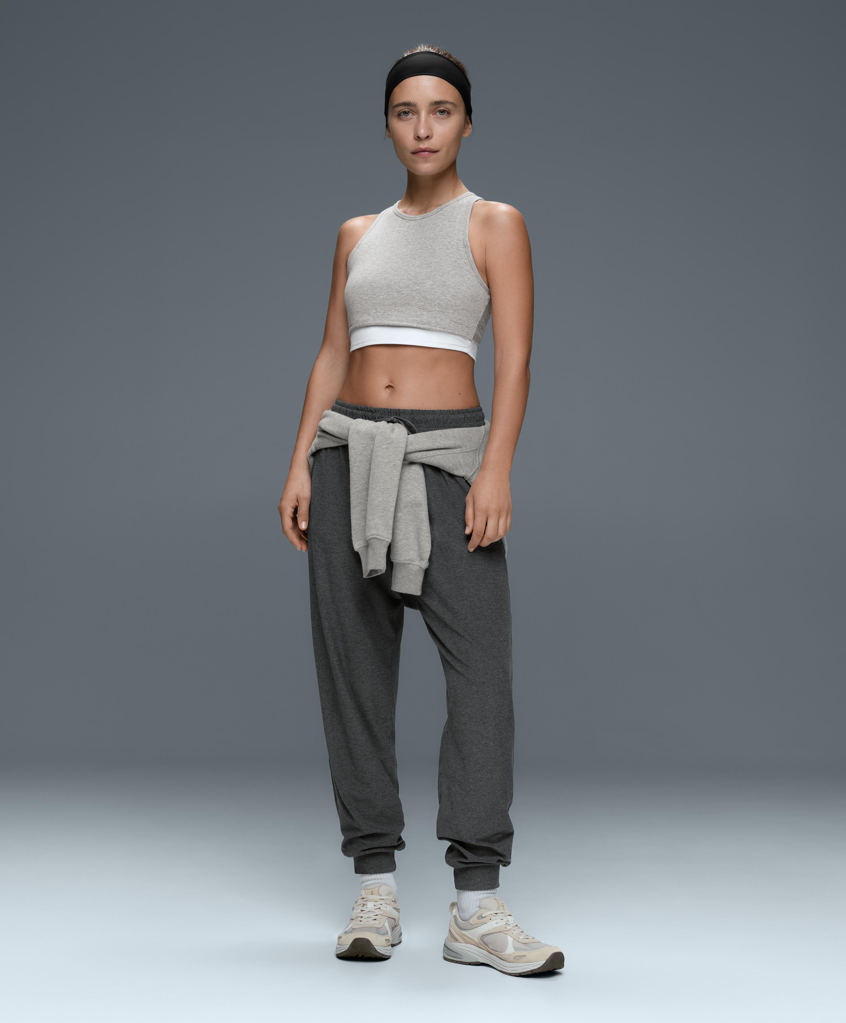 Marl overlay halterneck tank top — GREY MELANGE