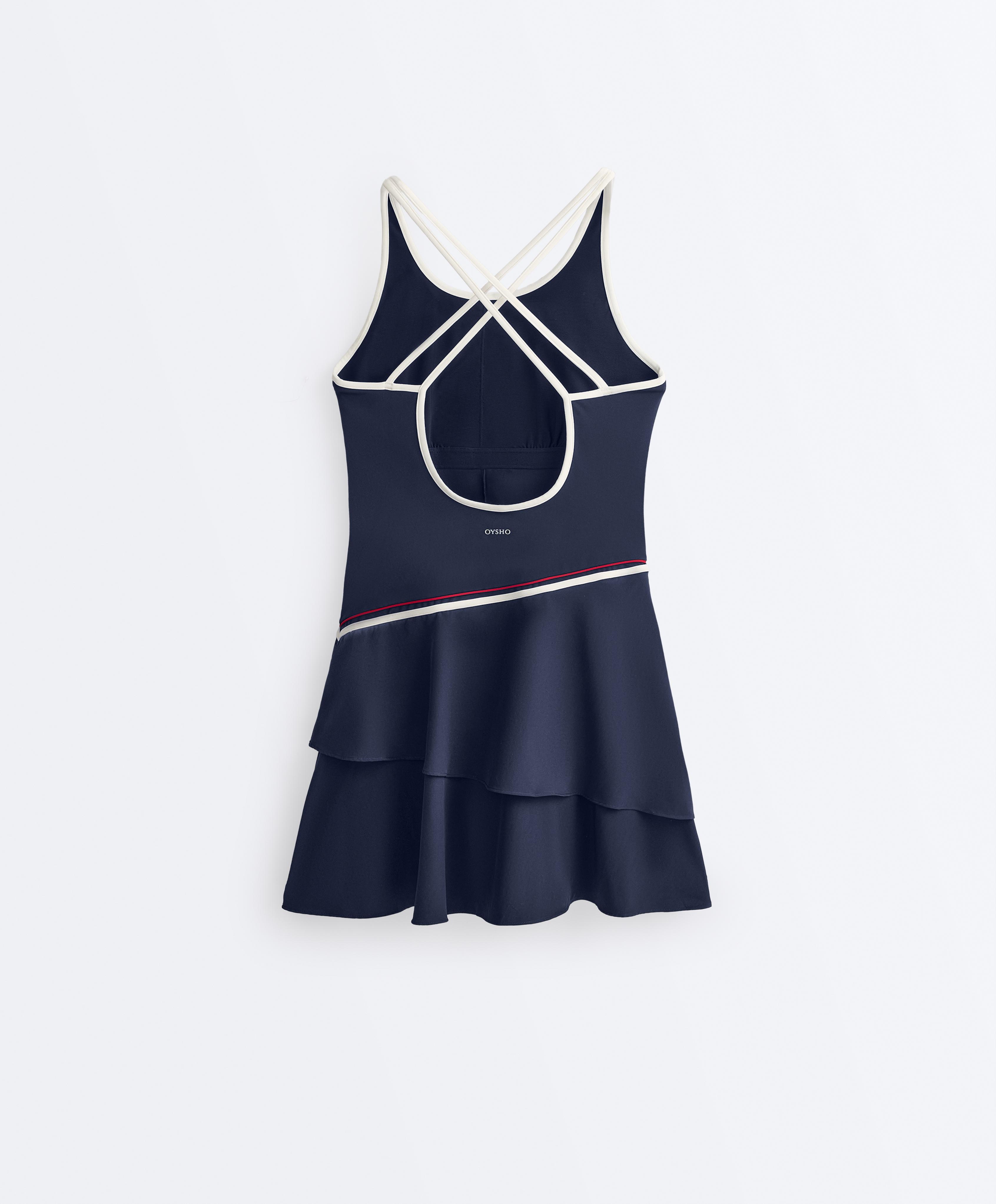 Comfortlux short dress with ruffles — NAVY BLUE