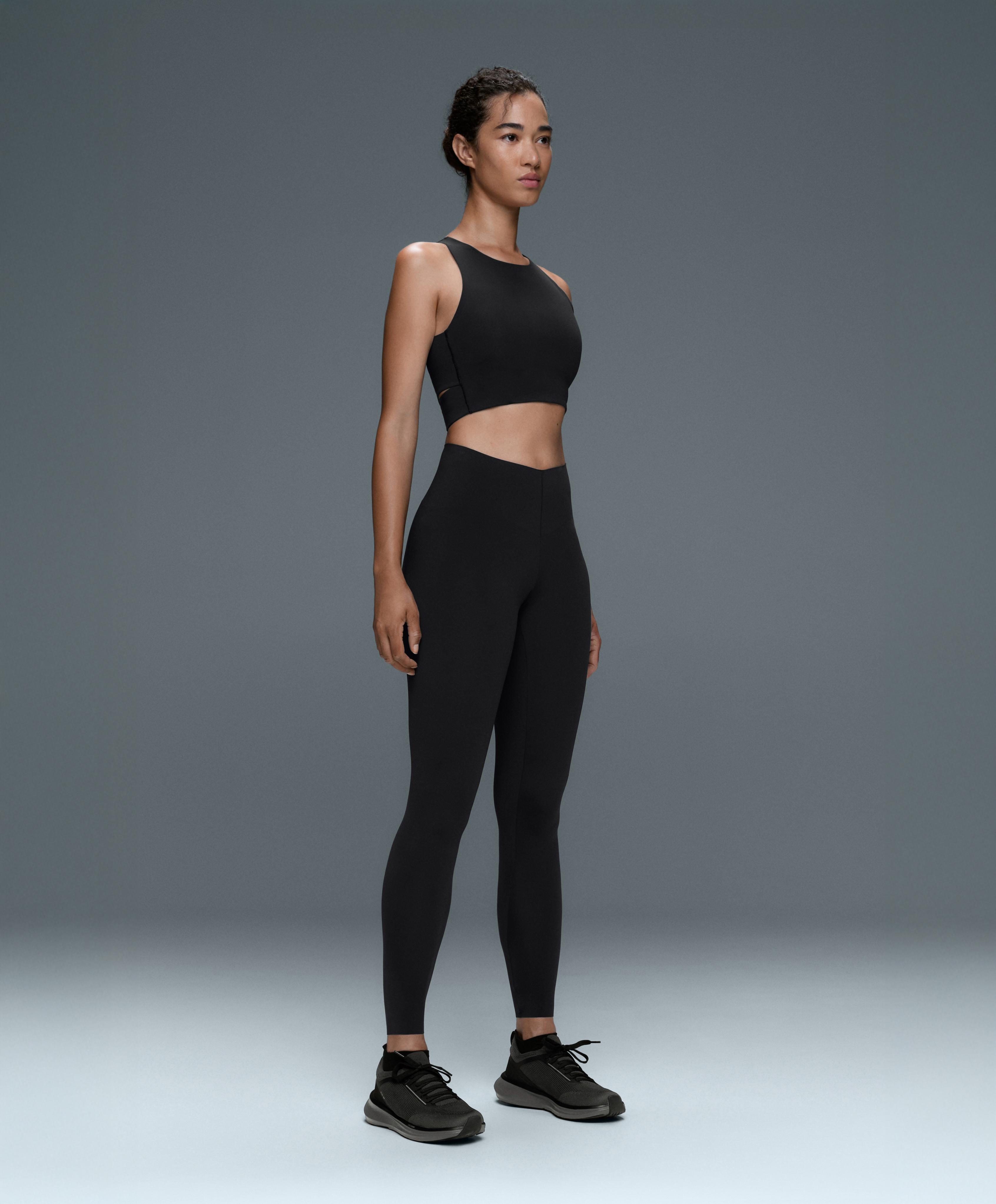V-cut Light Touch 65cm high-rise ankle-length leggings — BLACK