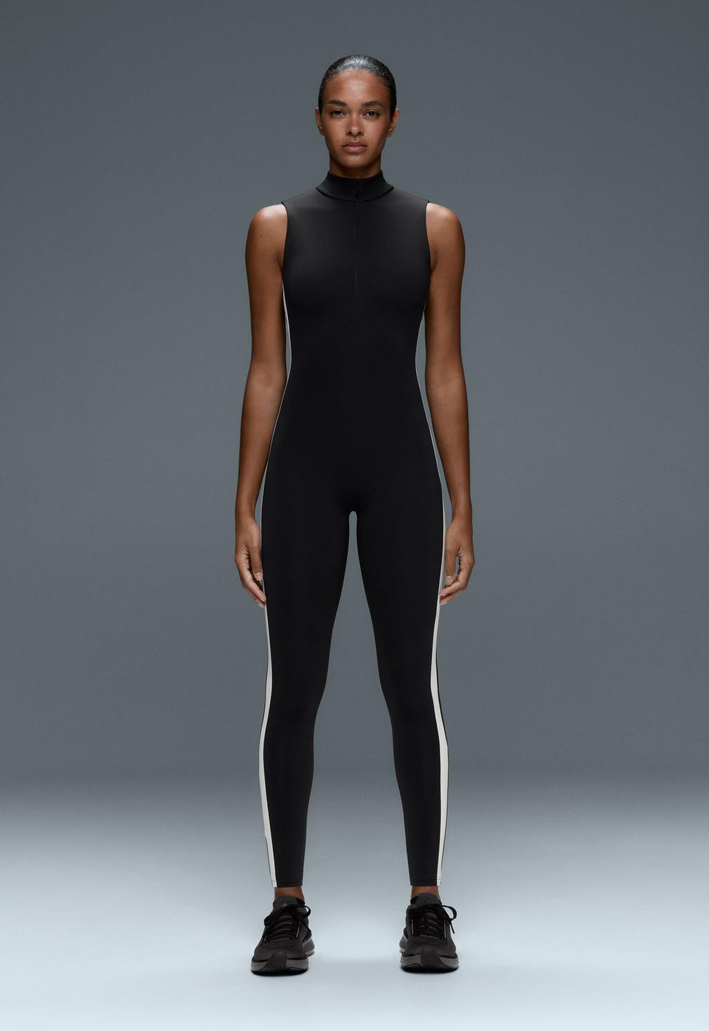 Oysho Uzun kompressiv rəng-blok jumpsuit
