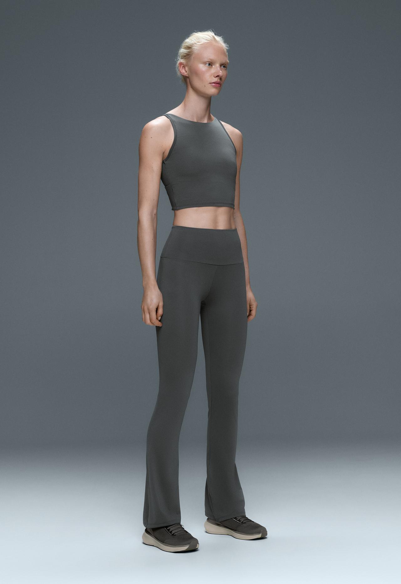 Flare high rise houndstooth trousers — ANTHRACITE