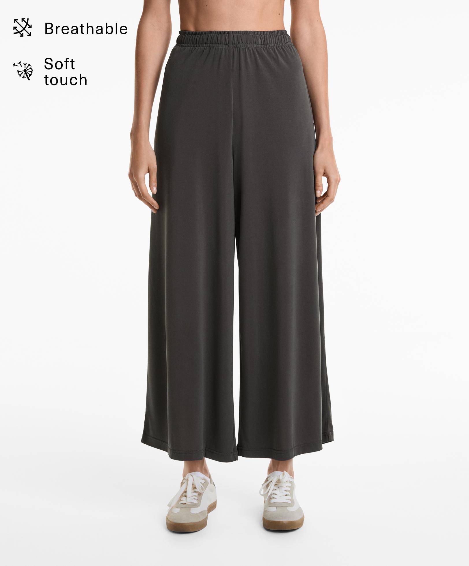 Weit geschnittene Crop-Hose mit Modal