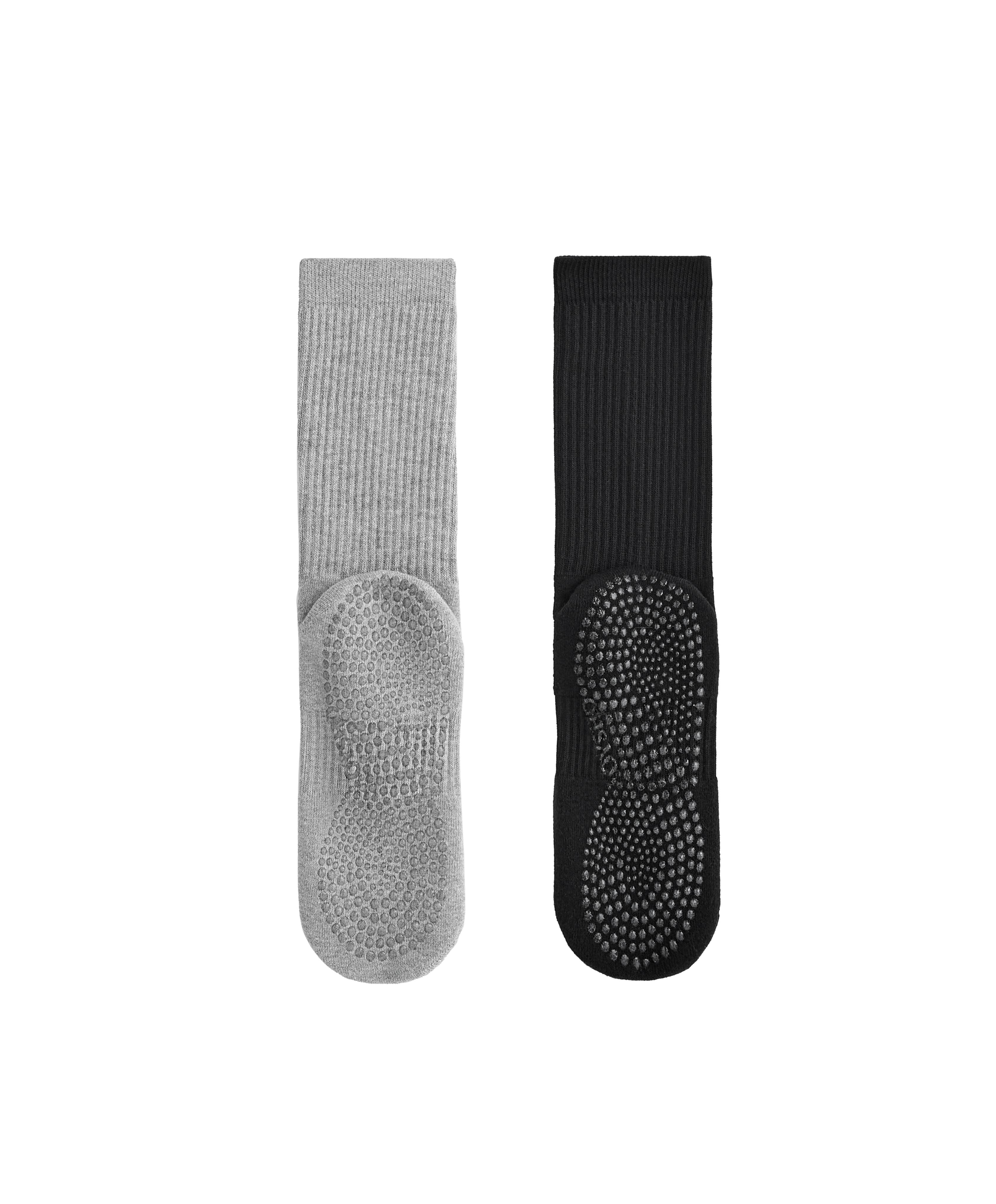 2 pairs of classic cotton blend yoga and Pilates socks — BLACK