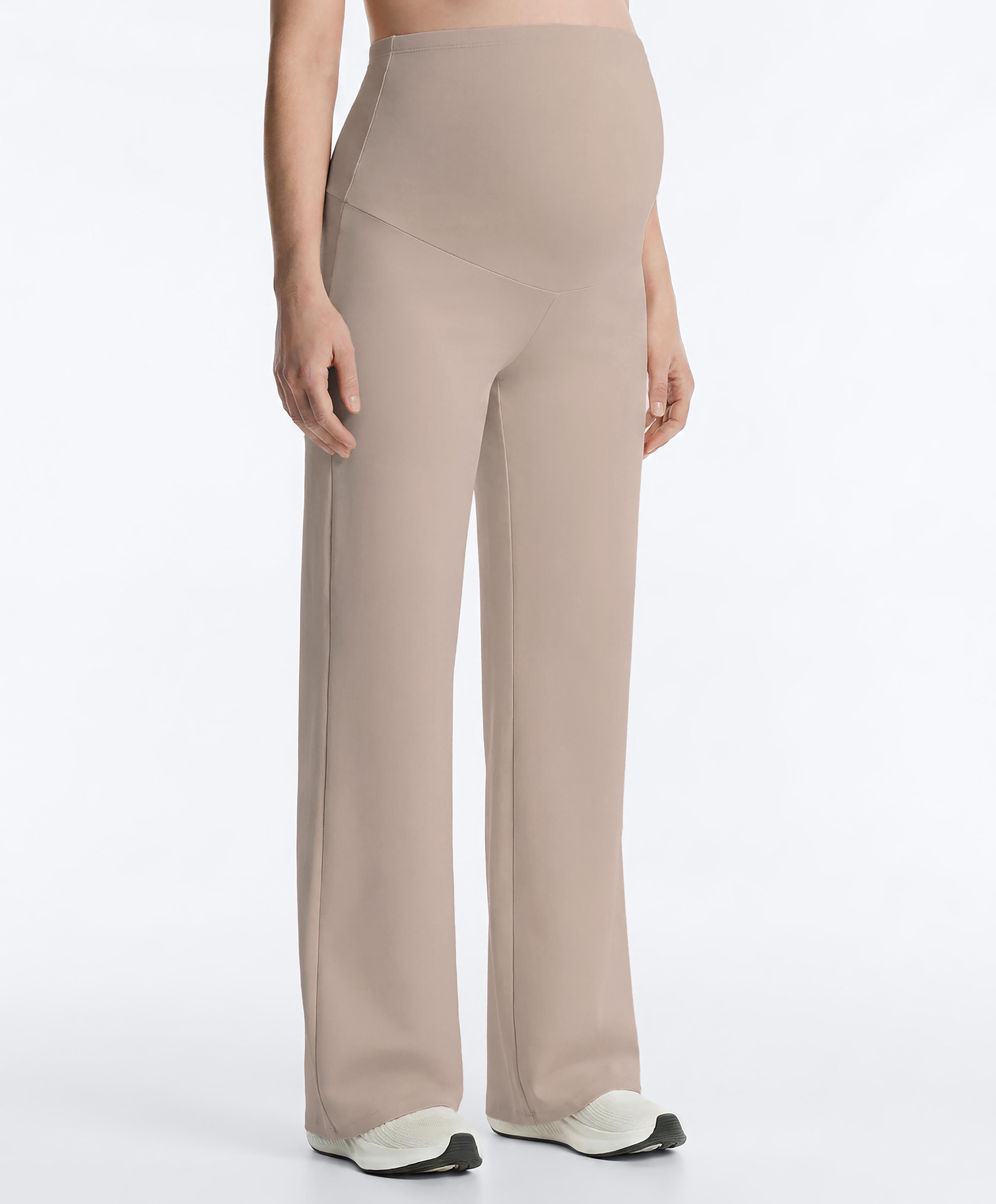 Comfortlux maternity straight-leg trousers — LIGHT STONE
